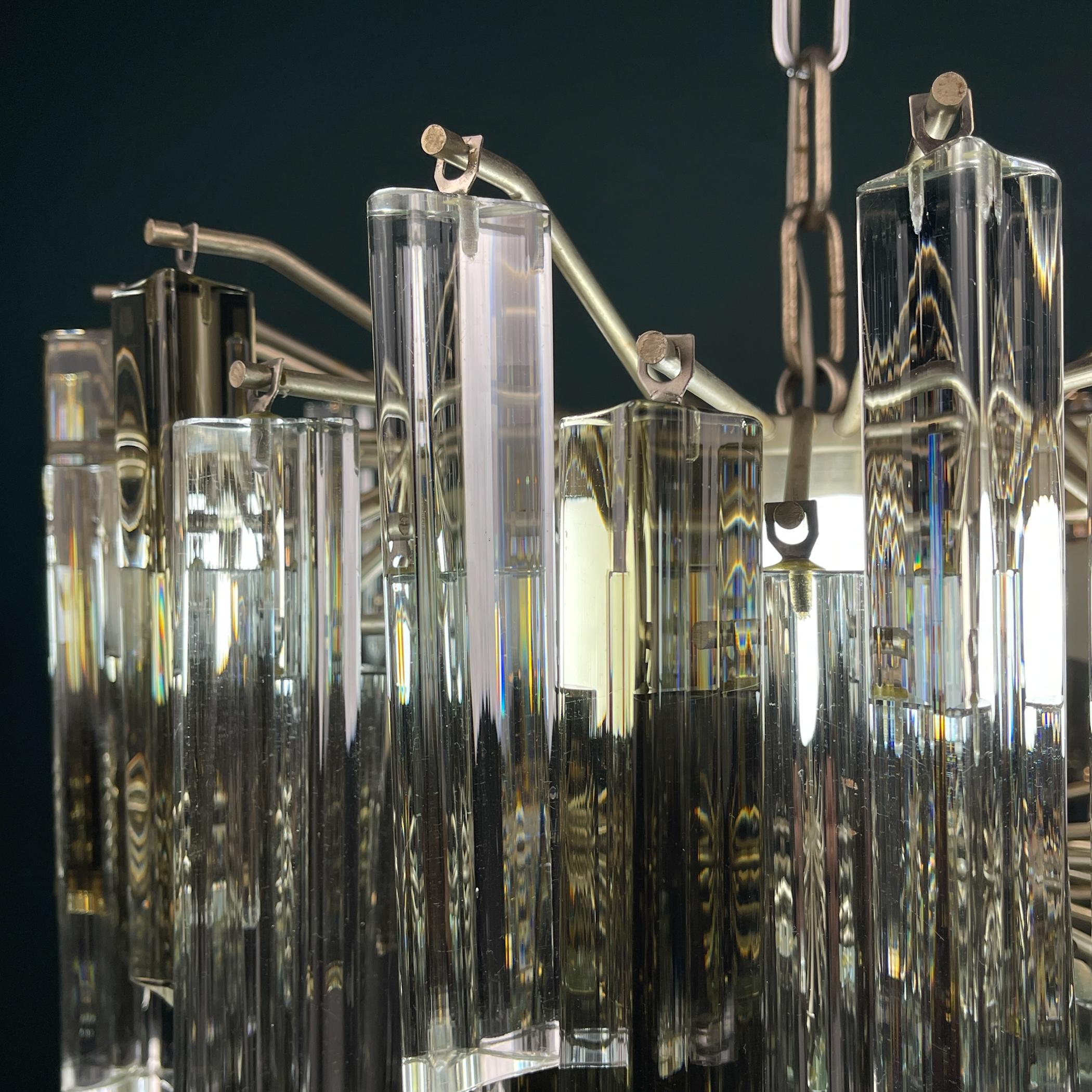 Original cascade Murano glass Crystal Prism Chandelier from Venini, Italy 1970s For Sale 11