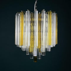 Original cascade Murano glass Crystal Prism Chandelier from Venini, Italy 1970s