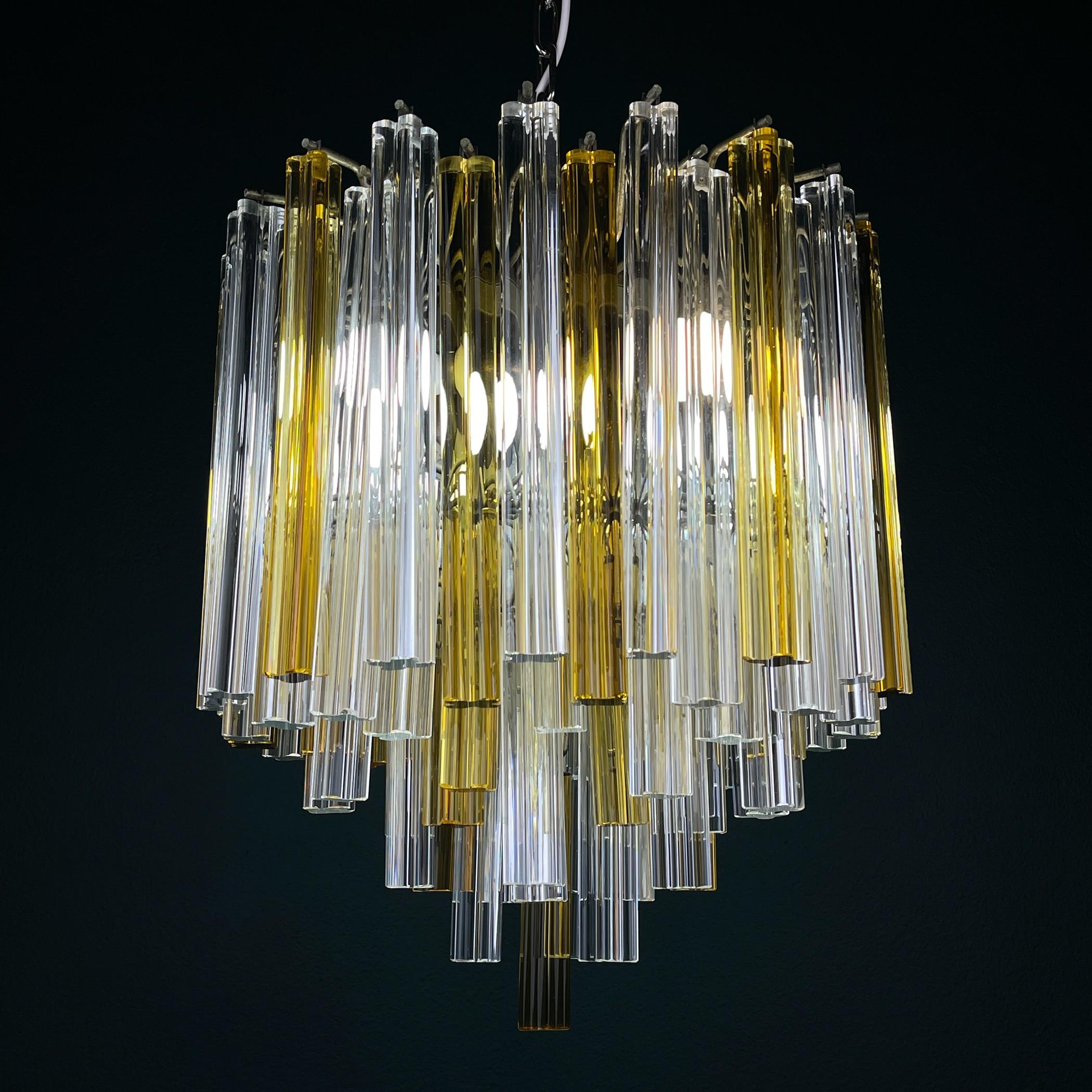 Lampadario Prisma in cristallo di Murano a cascata originale di Venini, Italia anni '70 In condizioni buone in vendita a Miklavž Pri Taboru, SI