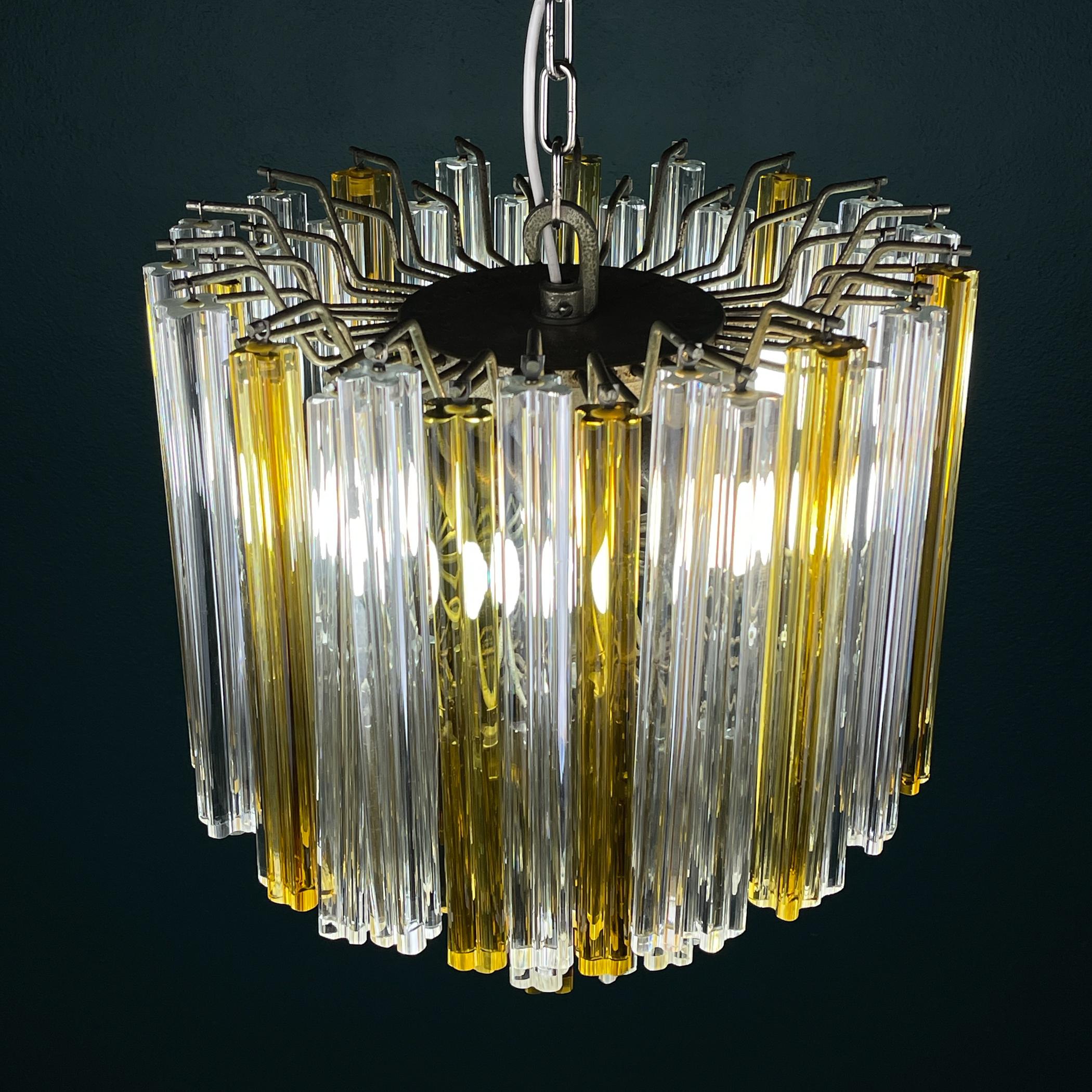 XX secolo Lampadario Prisma in cristallo di Murano a cascata originale di Venini, Italia anni '70 in vendita