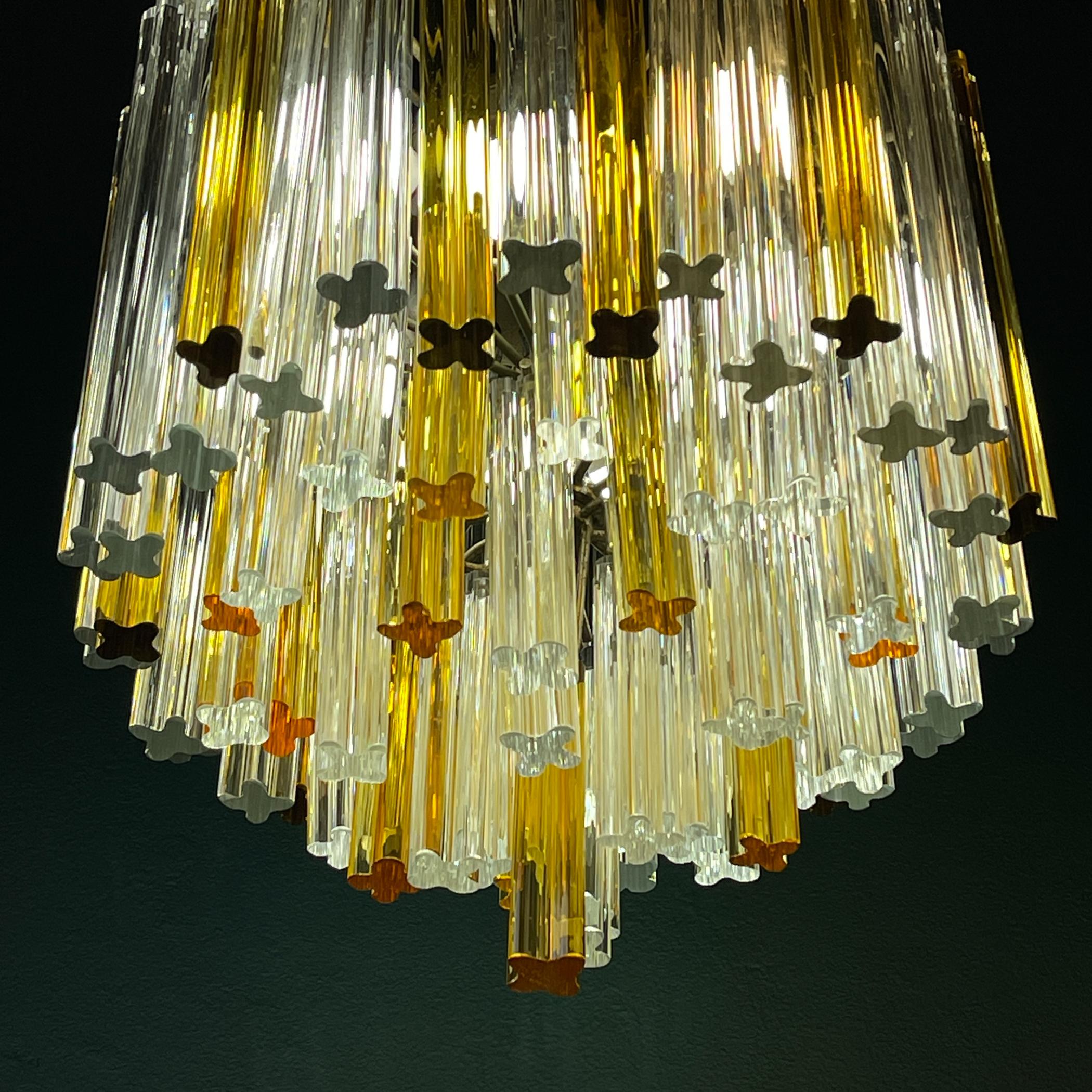 Vetro di Murano Lampadario Prisma in cristallo di Murano a cascata originale di Venini, Italia anni '70 in vendita