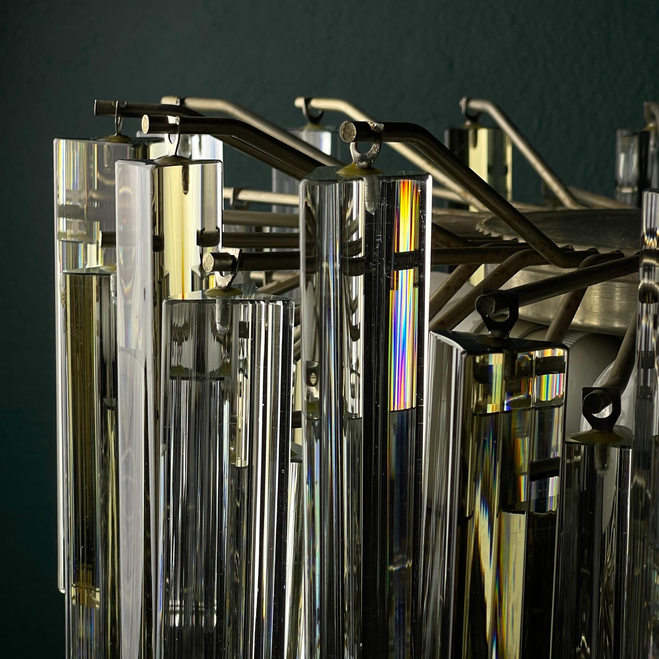 Original cascade Murano glass Crystal Prism Chandelier from Venini, Italy 1970s For Sale 1