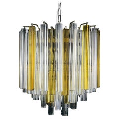 Original cascade Murano glass Crystal Prism Chandelier from Venini, Italy 1970s