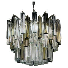 Original cascade Murano glass Crystal Prism Chandelier from Venini, Italy 1970s