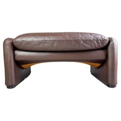 Original Cassina Maralunga Ottoman leather stool brown Vico Magistretti