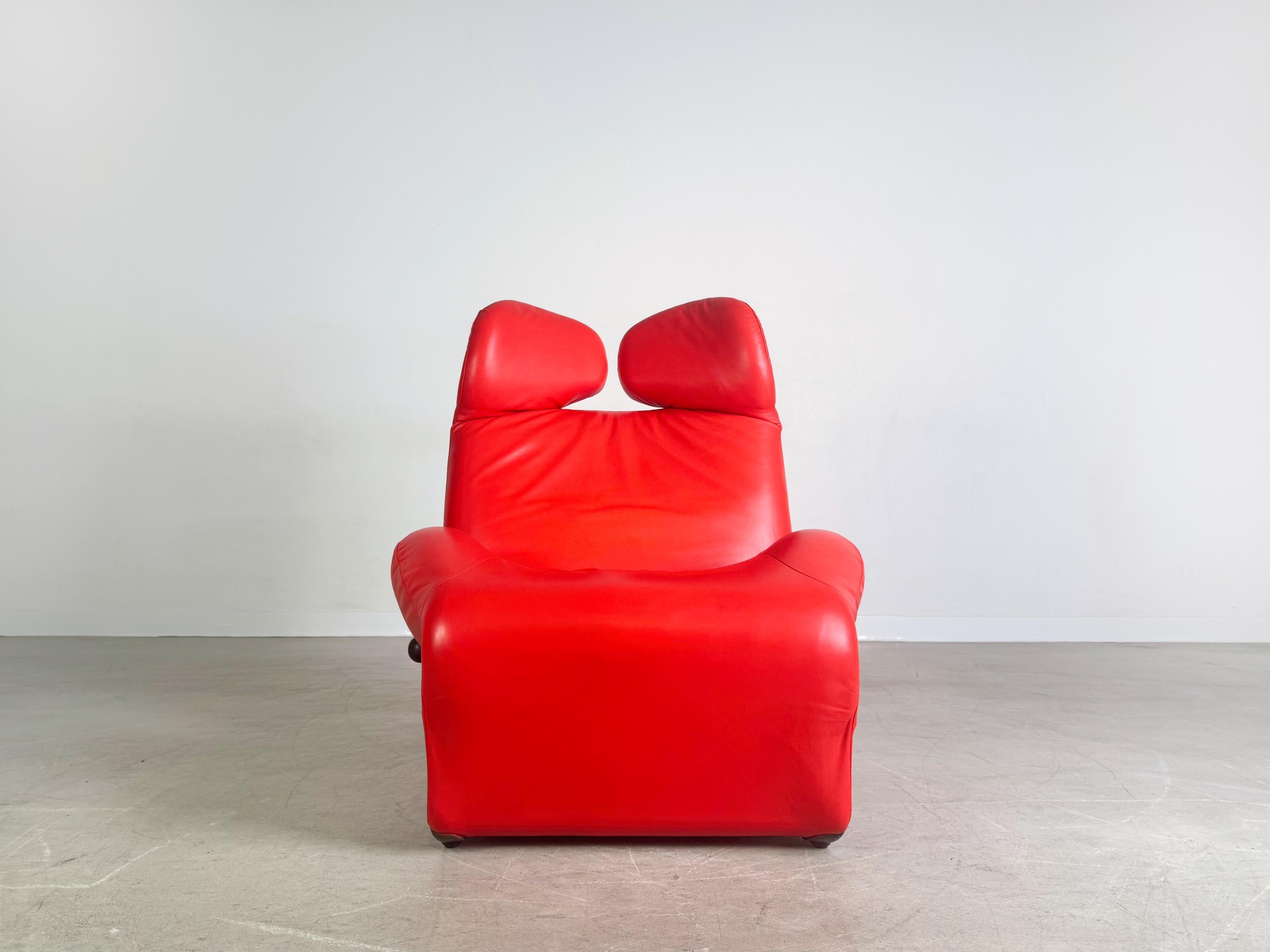 Original Cassina Wink Chair Sessel Toshiyuki Kita Leder rot Design (Postmoderne) im Angebot
