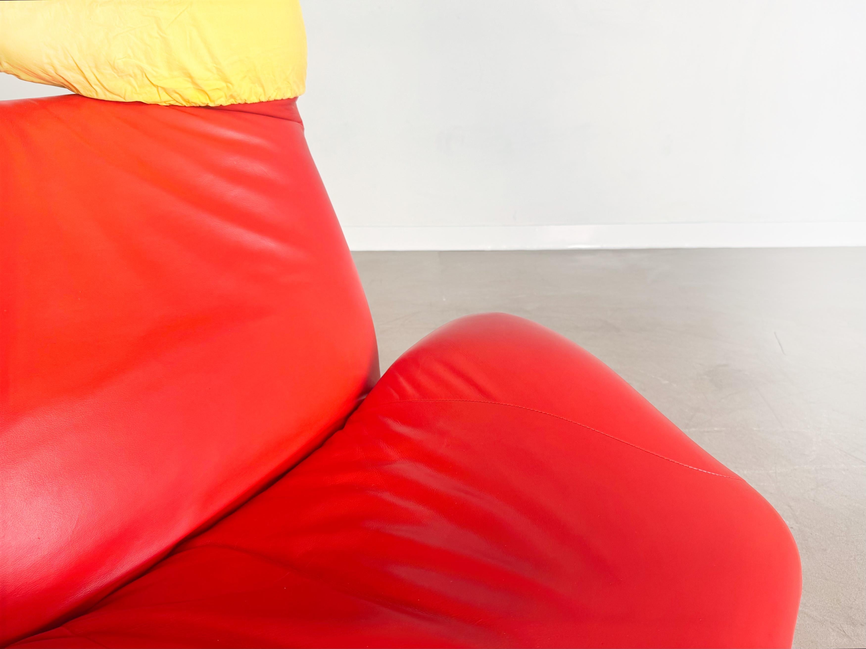 Original Cassina Wink Chair Sessel Toshiyuki Kita Leder rot Design im Angebot 3