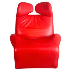 Original Cassina Wink Chair Sessel Toshiyuki Kita Leder rot Design