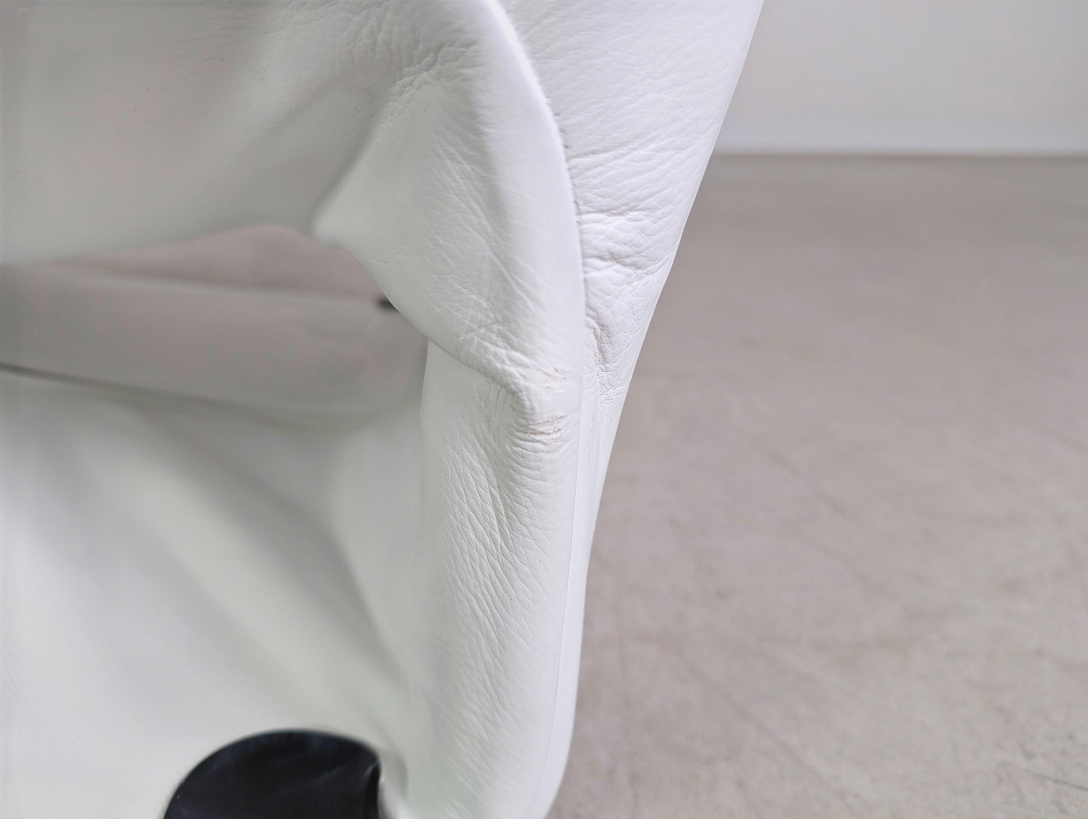 Original Cassina Wink Chair Sessel Toshiyuki Kita Leder weiß Design im Angebot 2