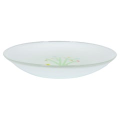 Original Cenedese Milchig Weißer Teller aus Murano Glas mit Blumen Italien 1990er Jahre