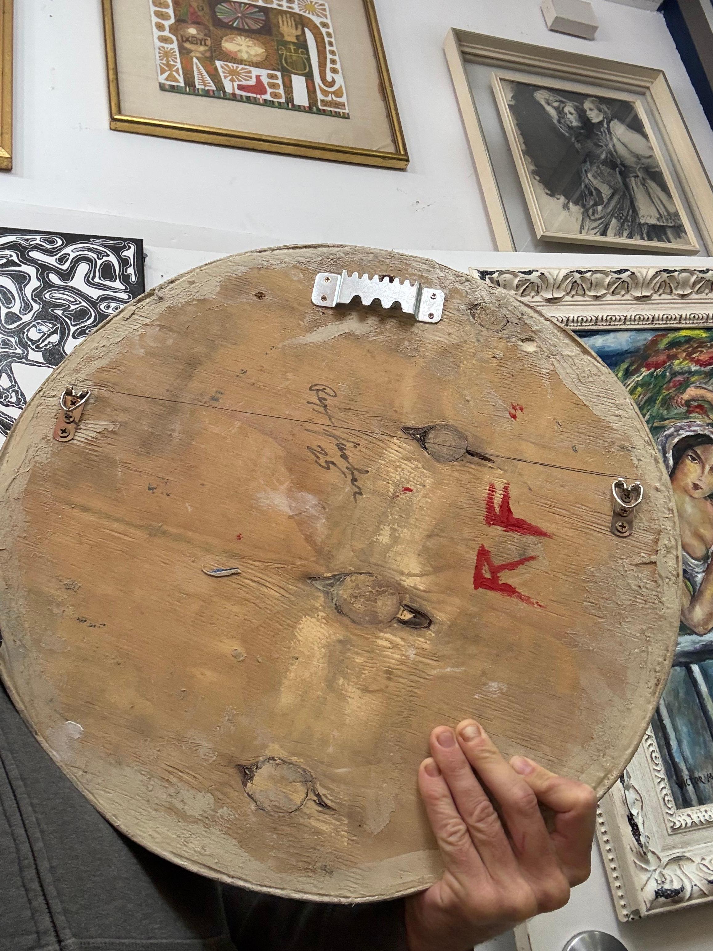 Miroir original en céramique avec support en Wood par l'artiste de Floride Rexx Fischer Neuf - En vente à Miami, FL