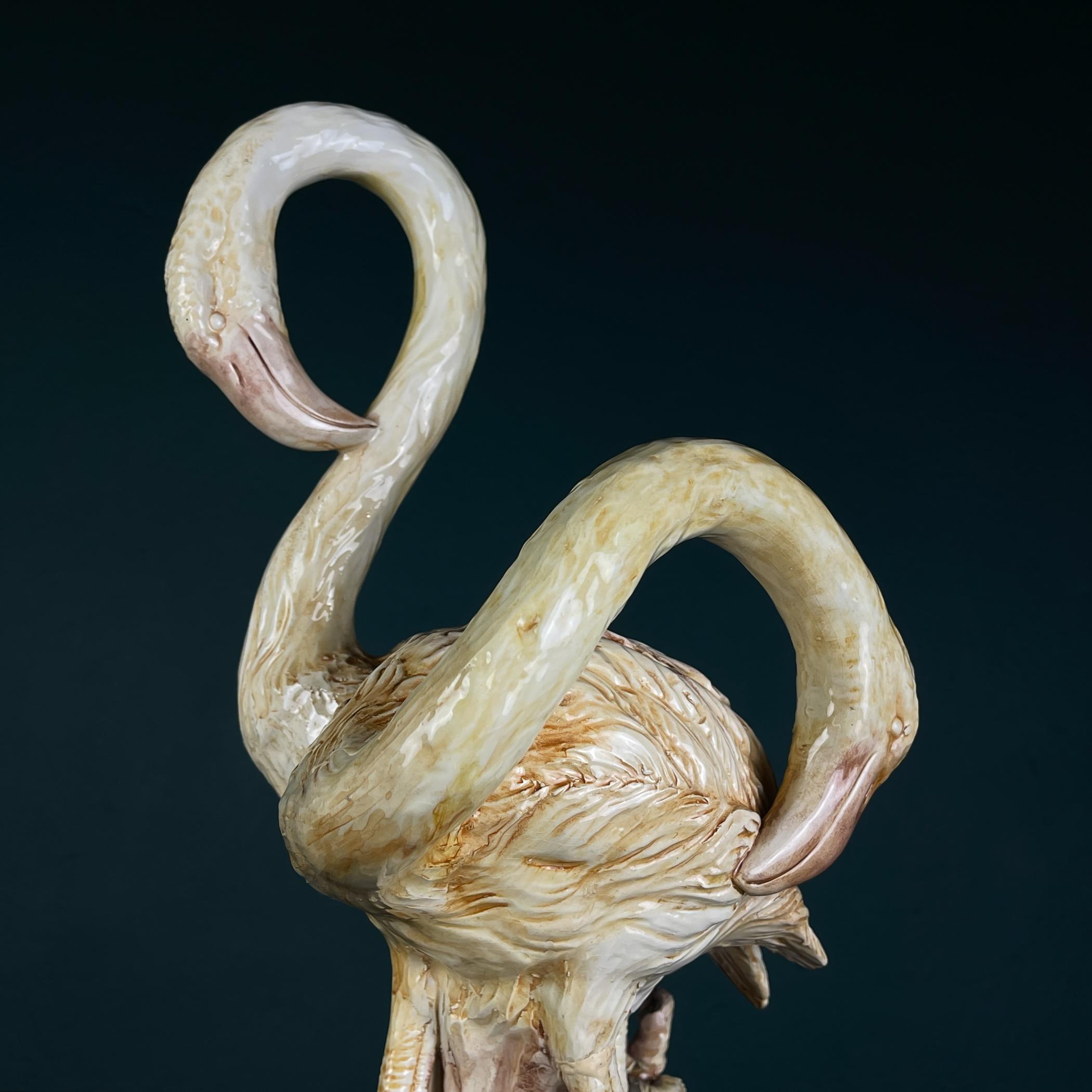 Sculpture originale en céramique représentant un flamant rose, réalisée à Bassano, en Italie, dans les années 1980 en vente 5