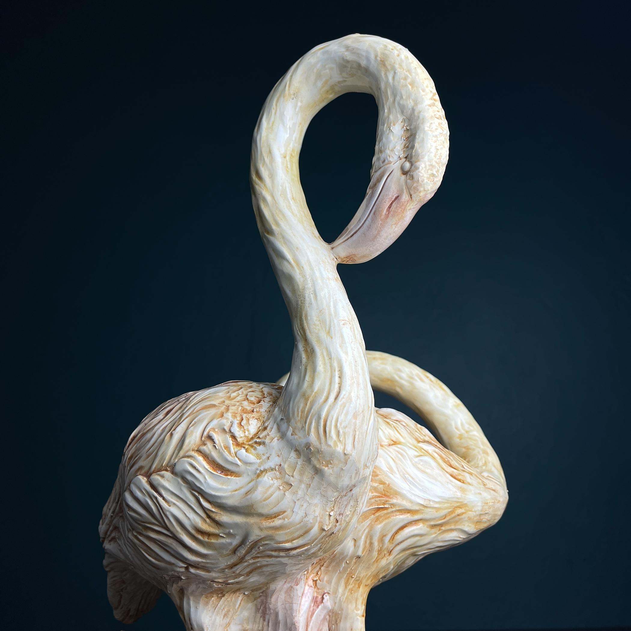 Sculpture originale en céramique représentant un flamant rose, réalisée à Bassano, en Italie, dans les années 1980 en vente 8