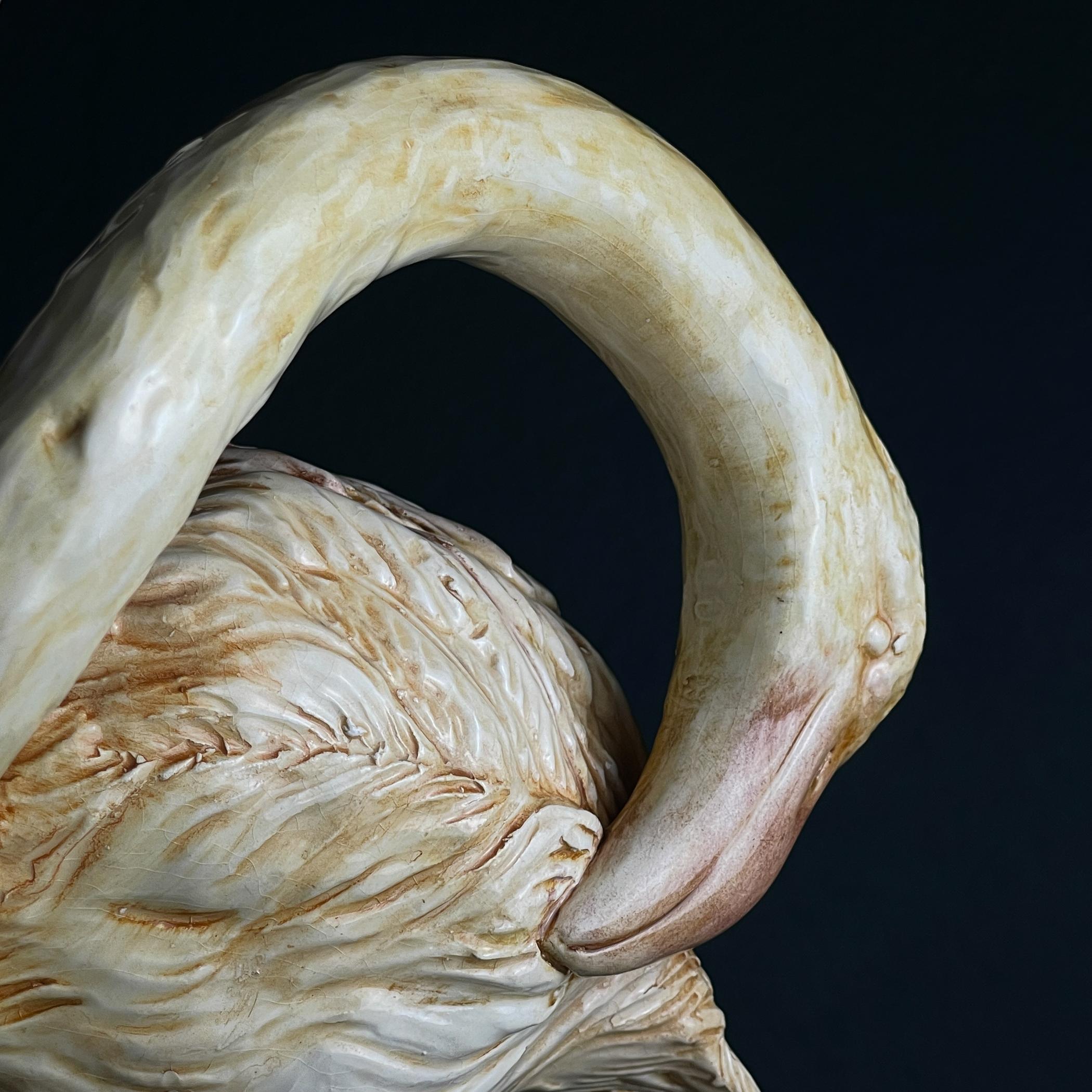 Sculpture originale en céramique représentant un flamant rose, réalisée à Bassano, en Italie, dans les années 1980 en vente 10