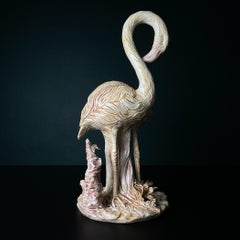 Original ceramic sculpture of Flamingo from Bassano, Italy 1980s