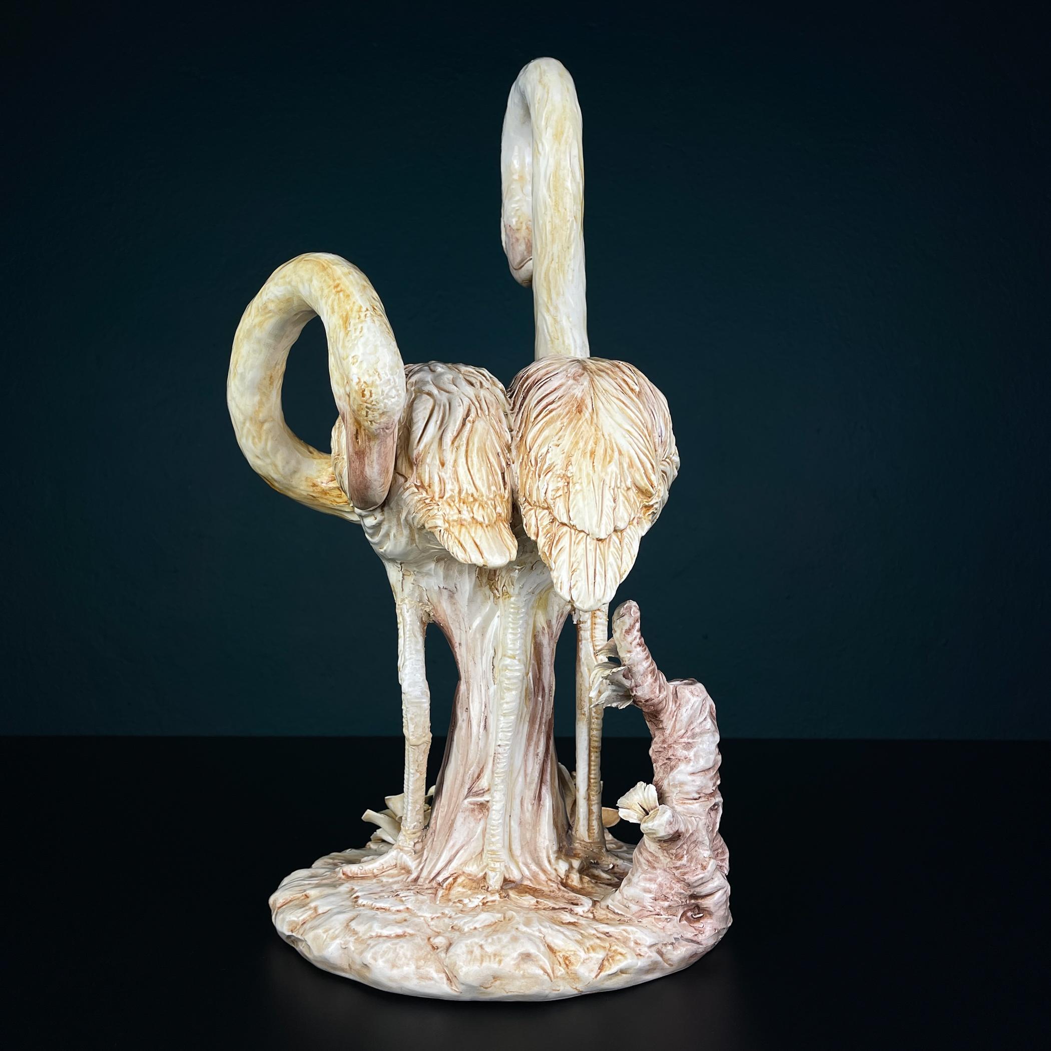 Sculpture originale en céramique représentant un flamant rose, réalisée à Bassano, en Italie, dans les années 1980 en vente 2