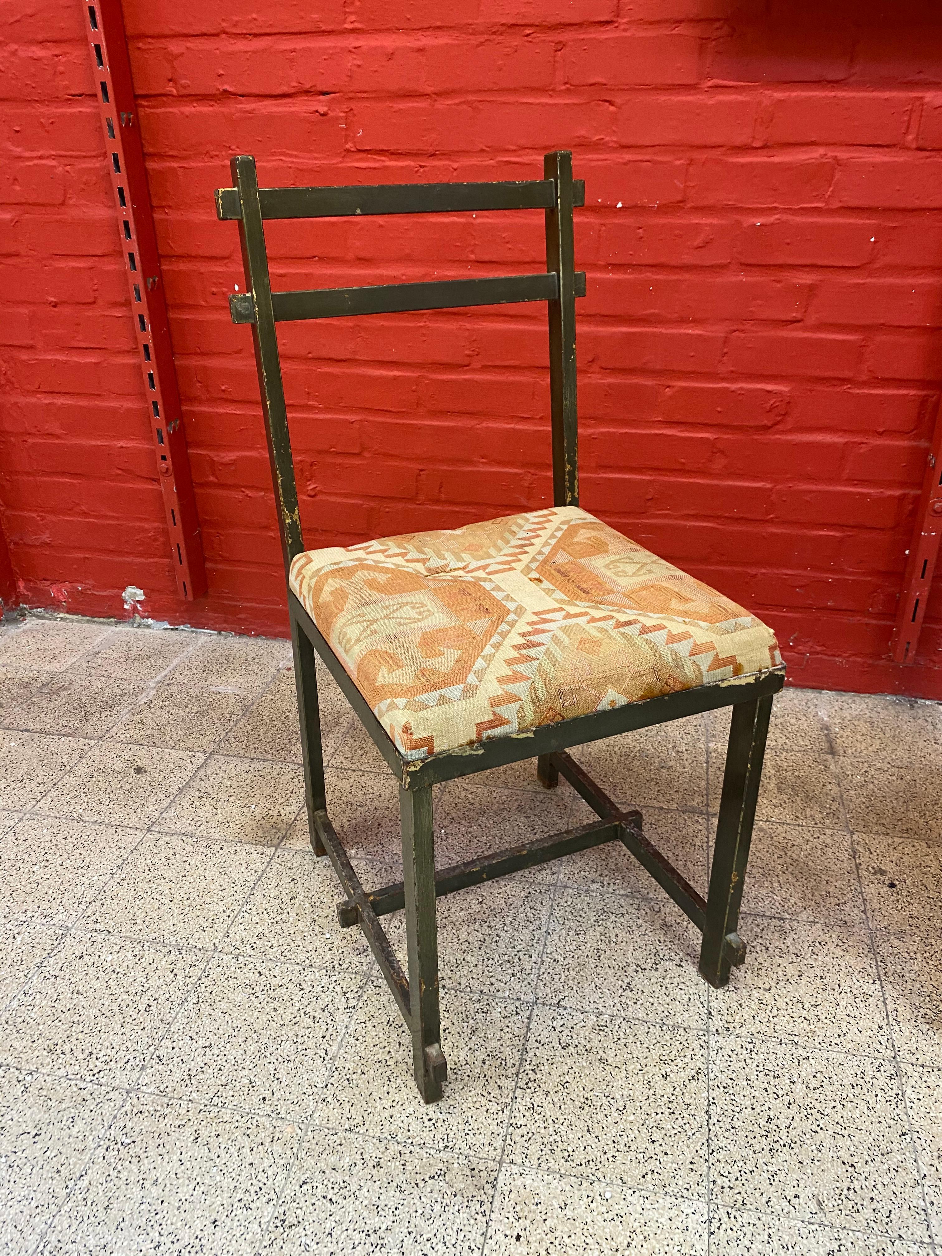 Original Chairs in Lacquered Metal, in the Style of Jacques Adnet circa 1940/195 For Sale 5