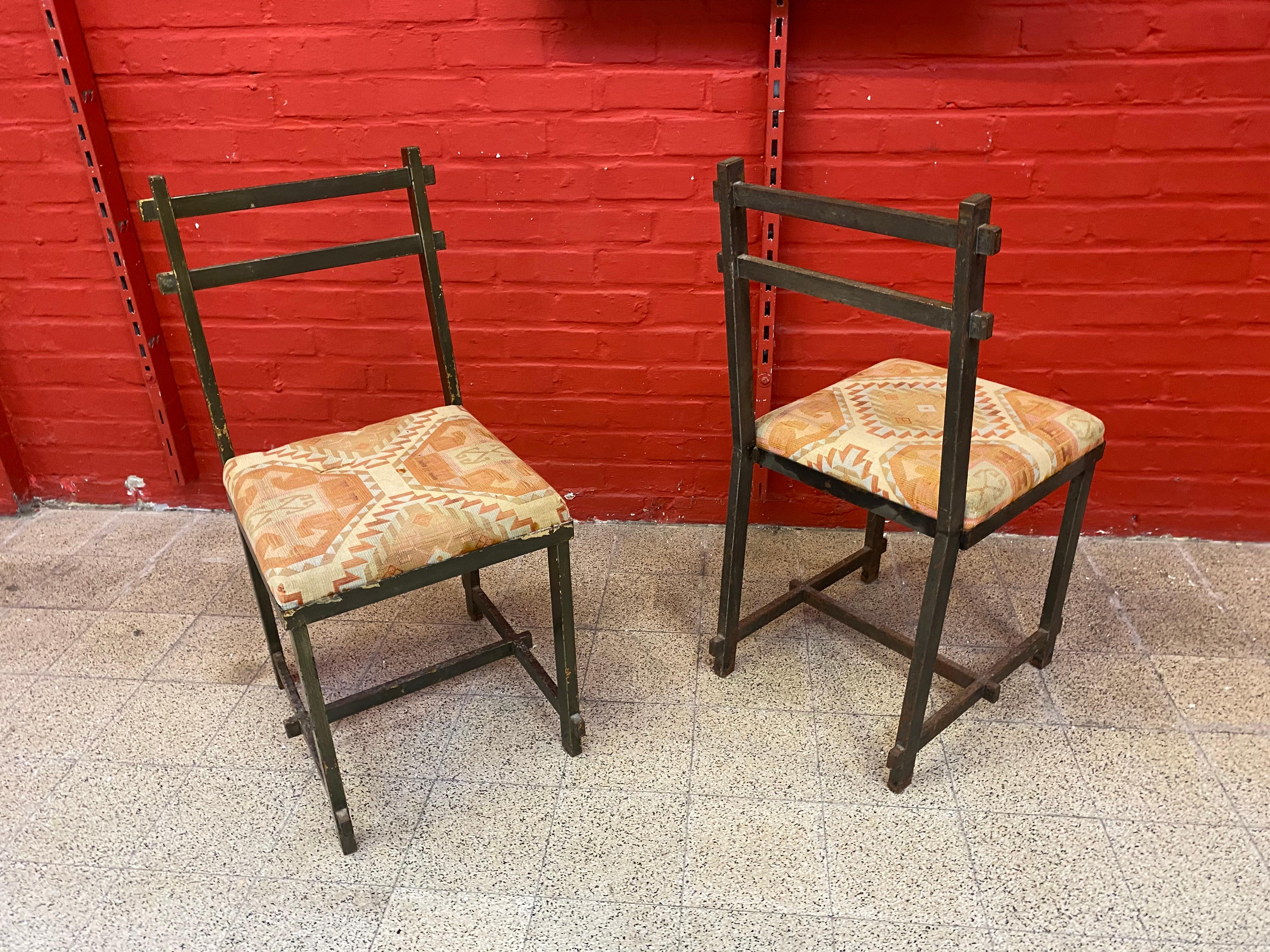 Chaises originales en métal laqué, dans le style de Jacques Adnet, vers 1940/195 en vente 4