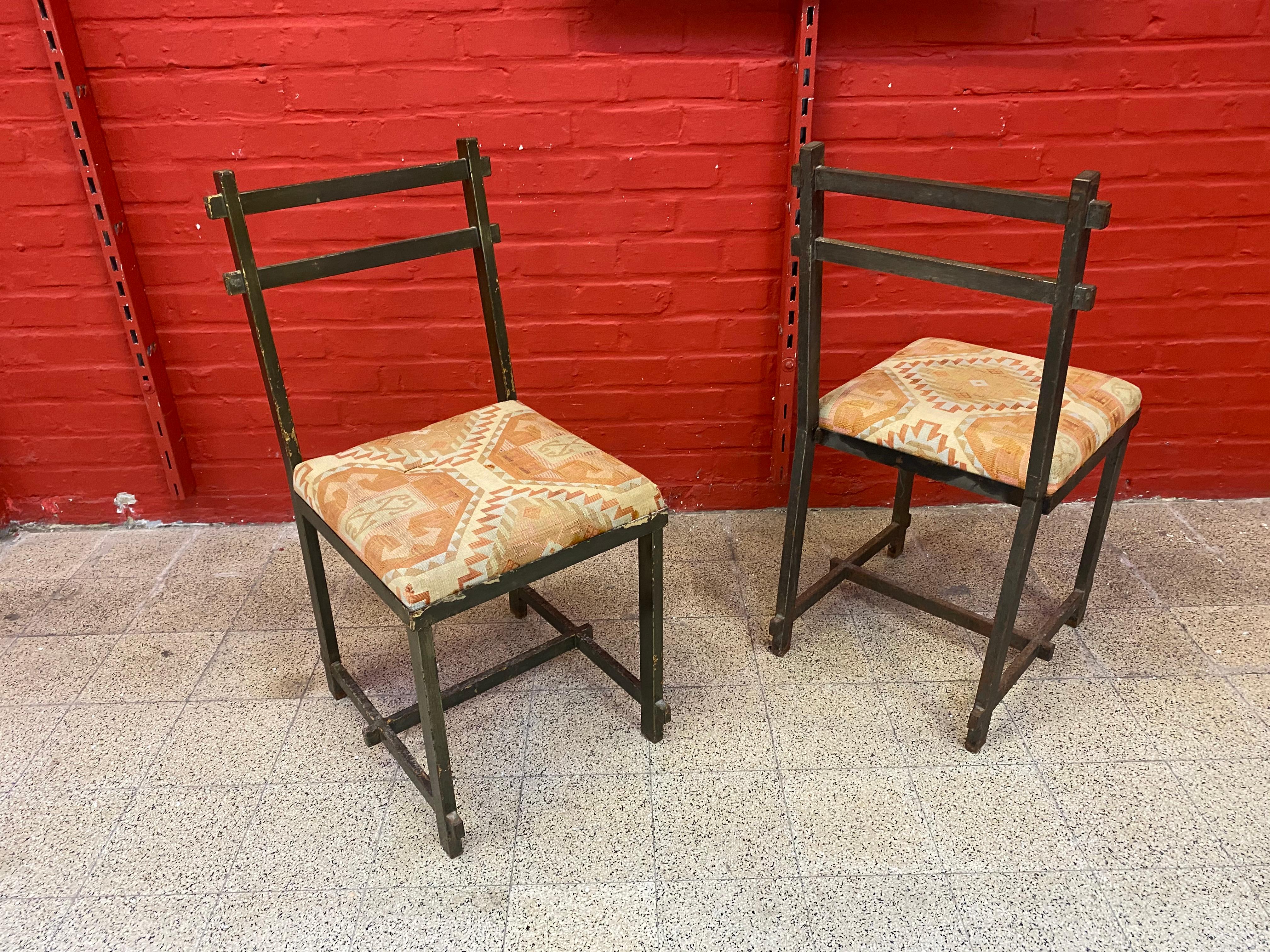 Original Chairs in Lacquered Metal, in the Style of Jacques Adnet circa 1940/195 For Sale 3