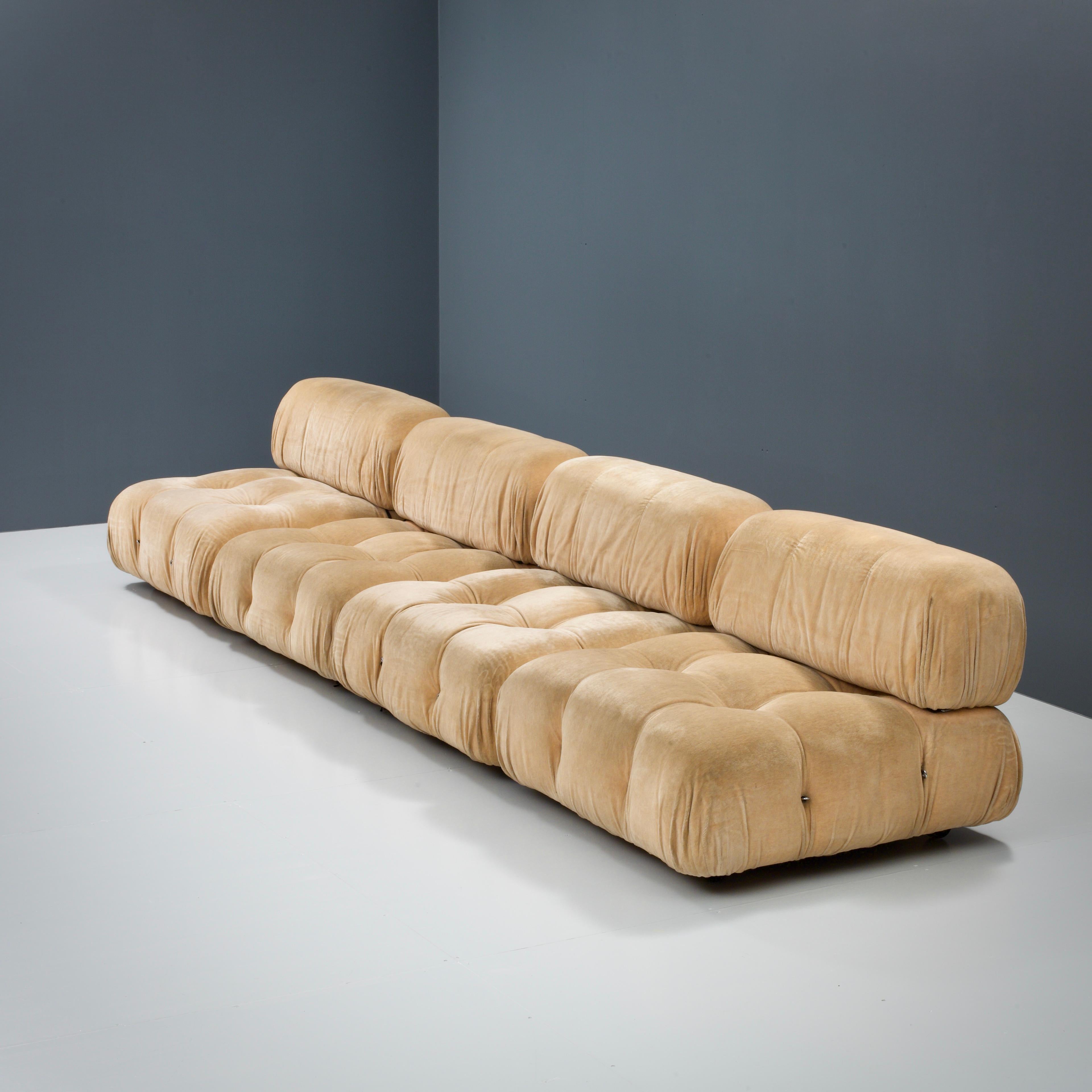 champagne velvet couch