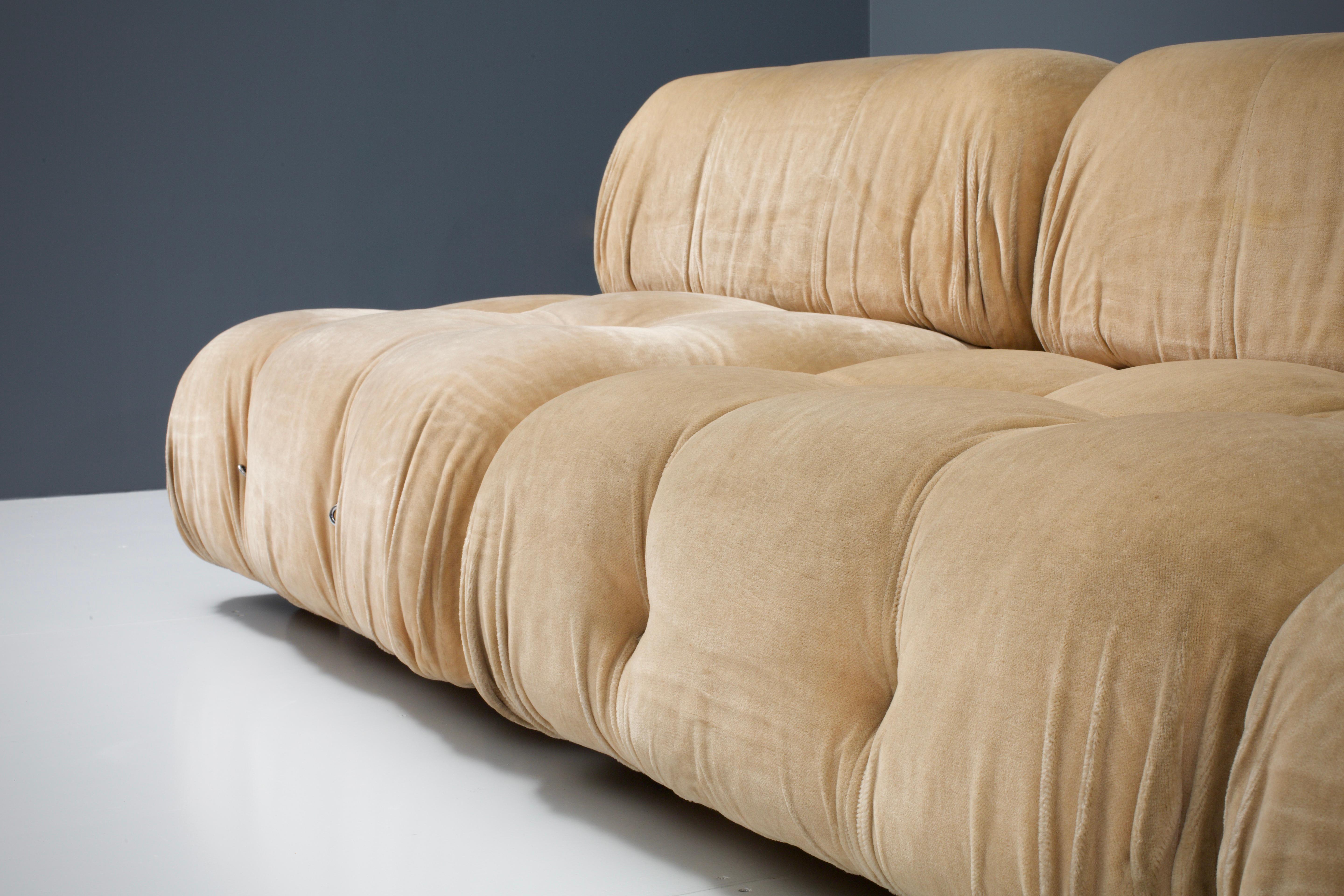 champagne velvet sofa