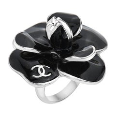 Original Chanel Black Onyx and Sterling Silver Ring