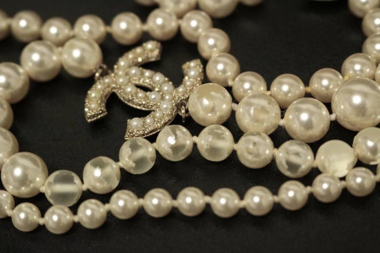 Chanel CC 100th Anniversary Enamel Coco Mademoiselle 3 Strand Pearl Ne