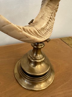 Large Vintage Chapman Hurricane Lanterns in Brass & Faux Rams Horn, PAIR