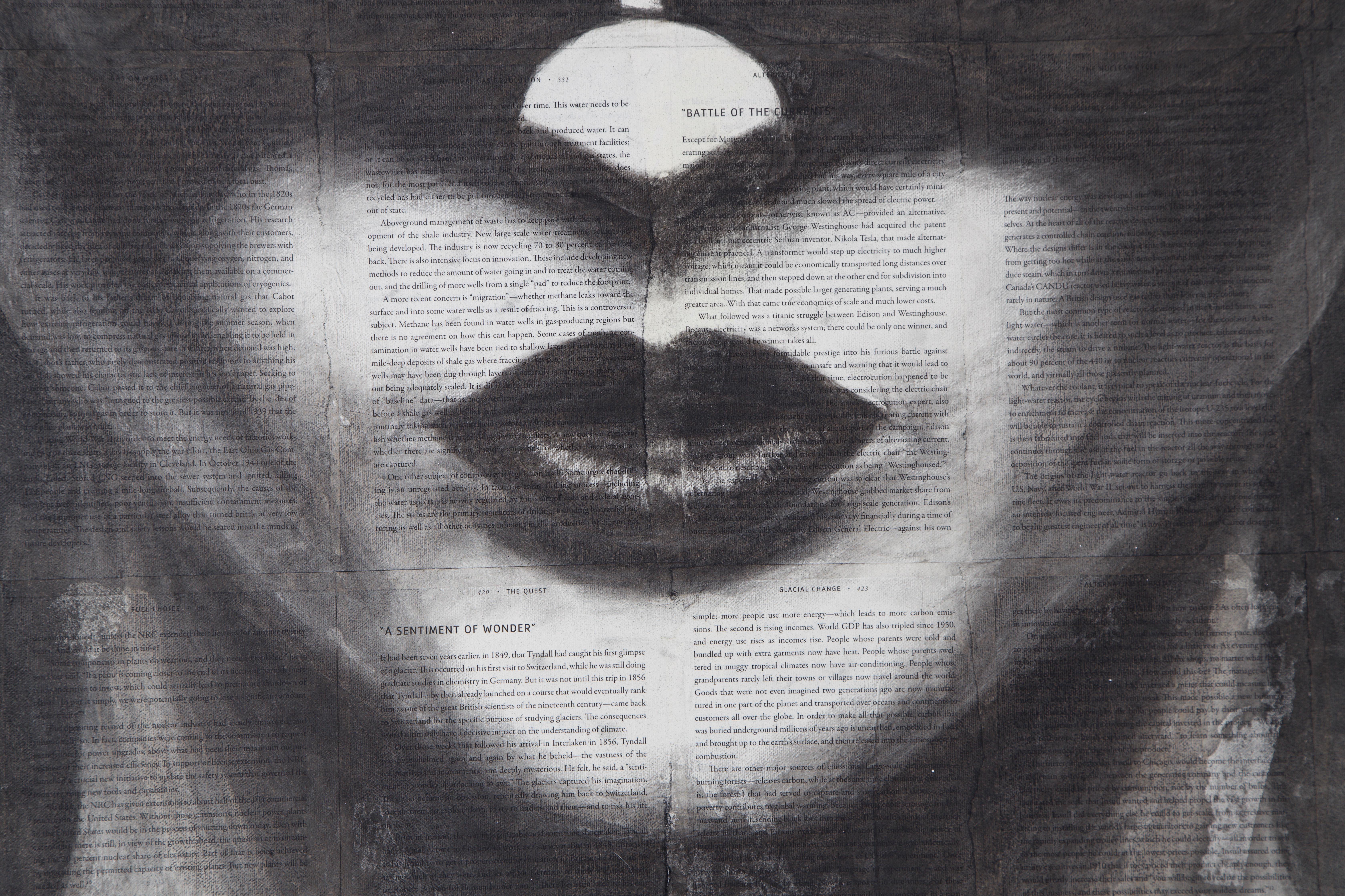 Canvas Original Charcoal and Acrylic Media by Kelly Devine, Titled Indispensable Power For Sale