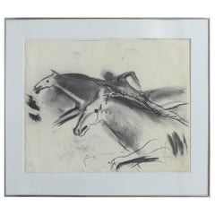 Kohle- und Aquarellfarben von Mary Frank, signiert mit Bleistift