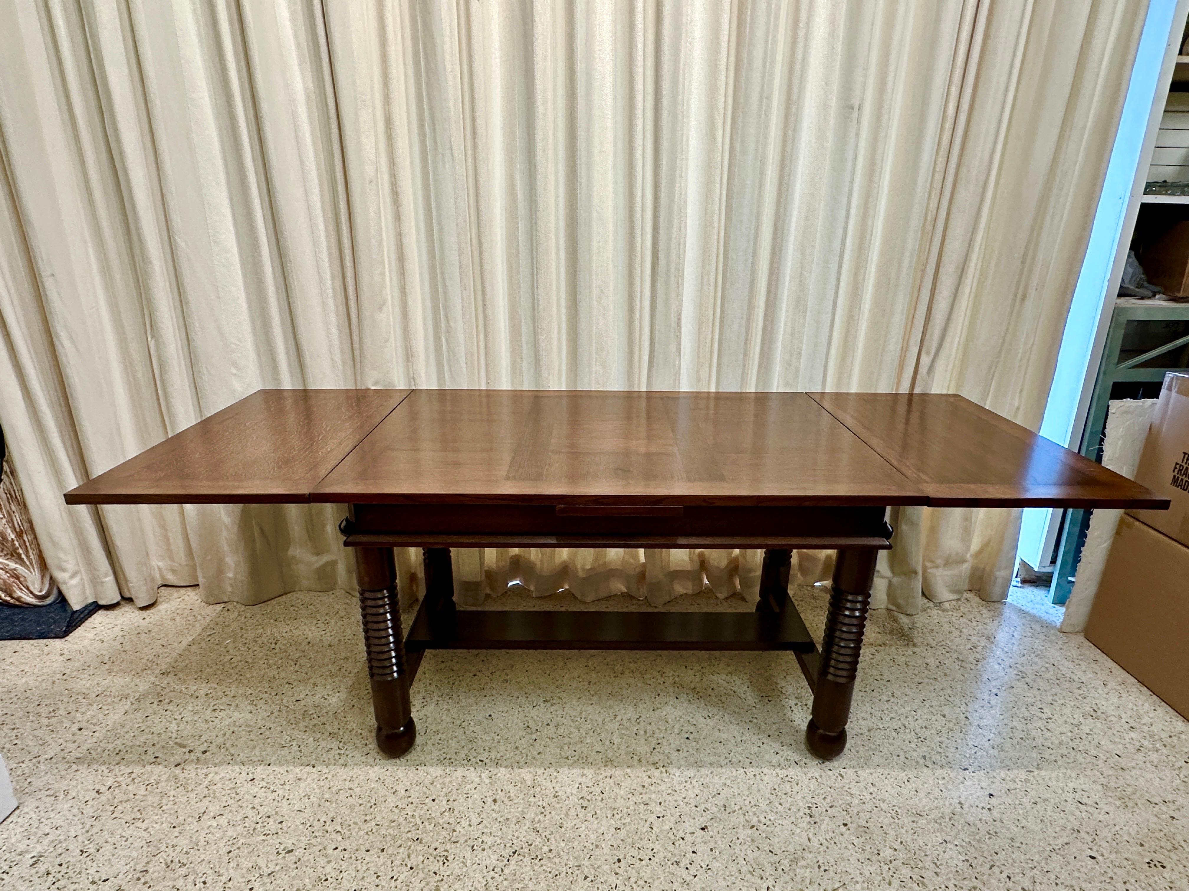 Original Charles Dudouyt Dining Table w/ Extensions in Solid Oak 2