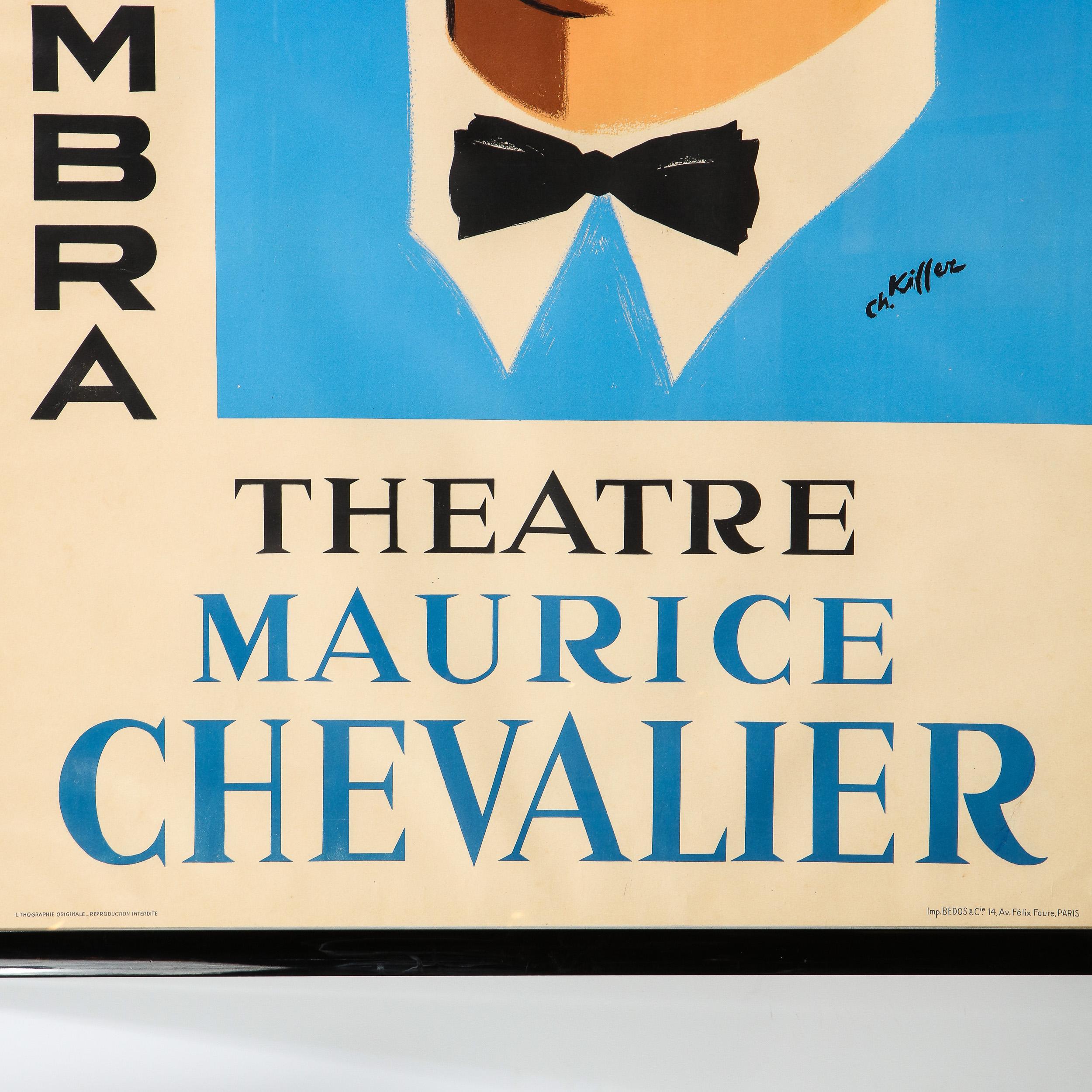 Mid-Century Modern Original Charles Kiffer Lithograph of Alhambra Theatre Maurice Chevalier For Sale