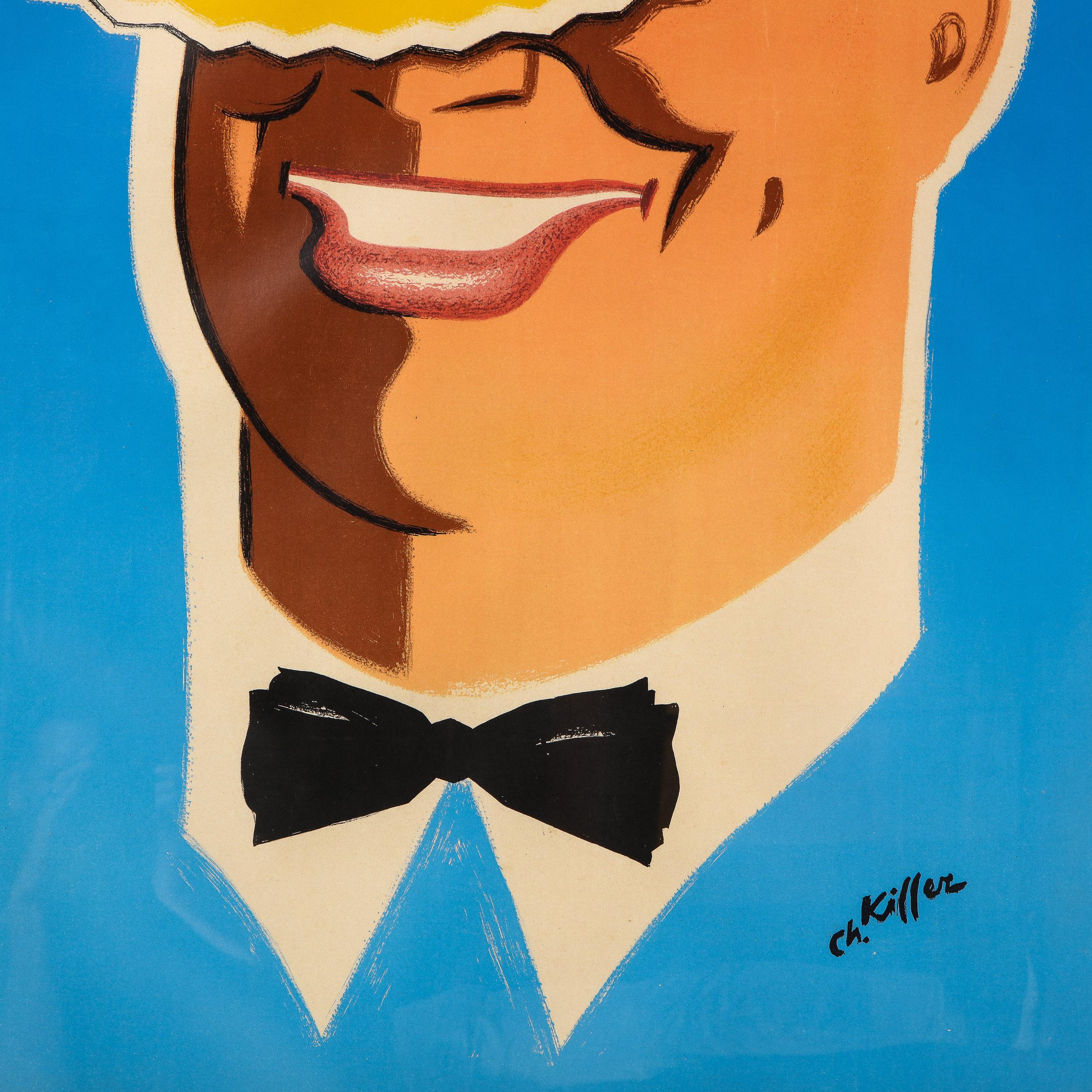Original Charles Kiffer Lithograph of Alhambra Theatre Maurice Chevalier In Excellent Condition For Sale In New York, NY