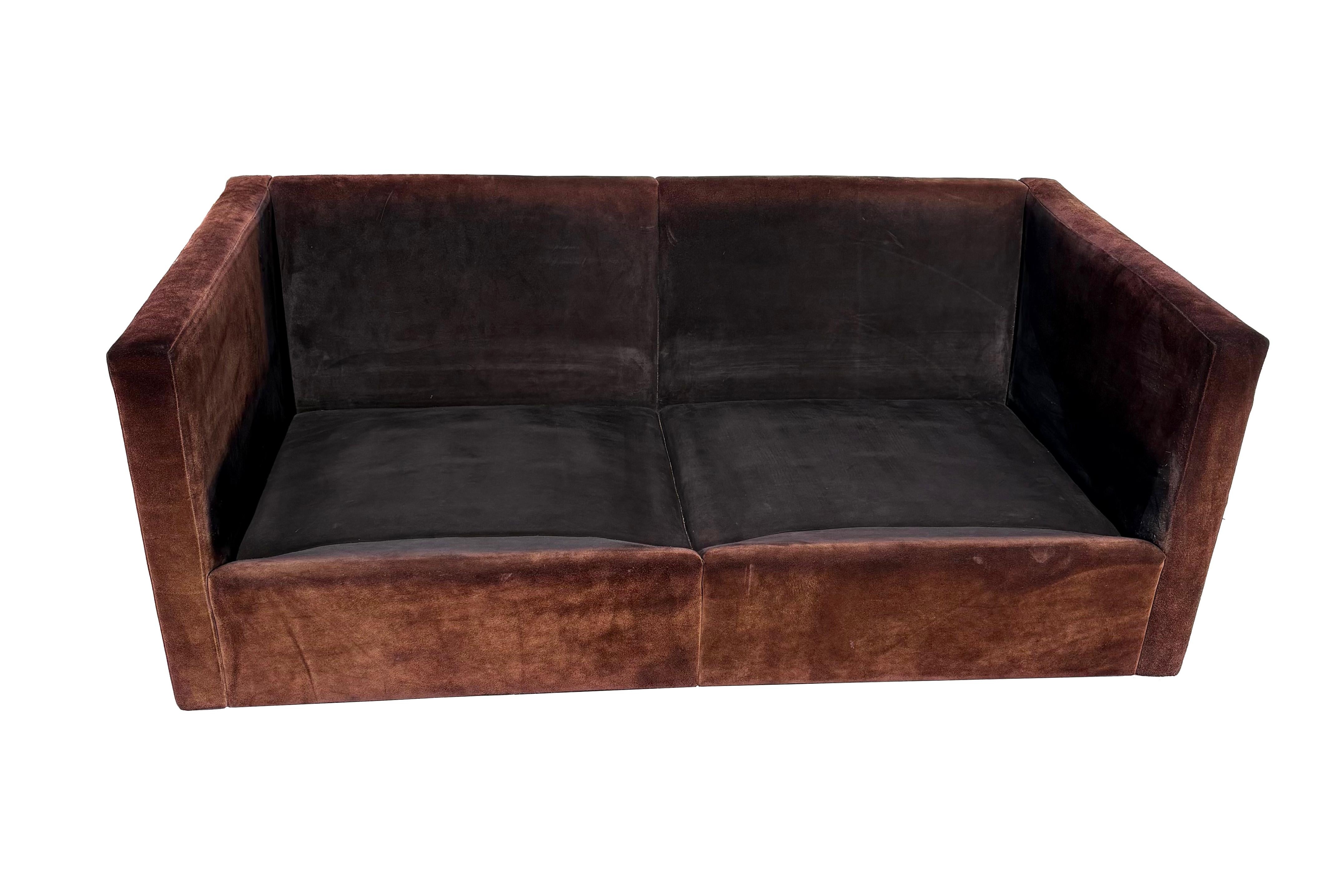Original Charles Pfister Para Knoll Loveseat Minimalista De Ante, c.1970s siglo XX en venta