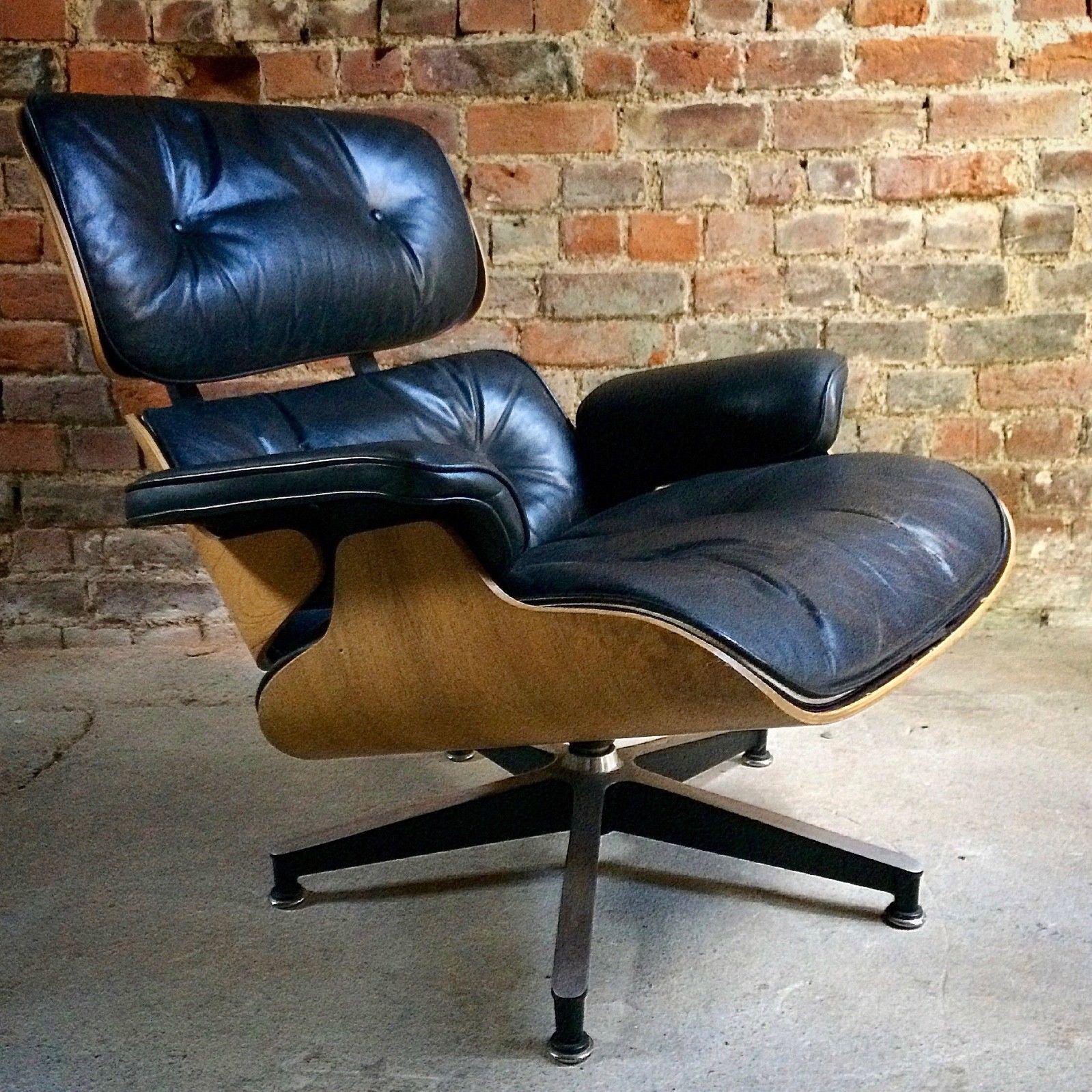 Original Herman Miller Charles & Ray Eames designed 670 Lounge Chair with black leather upholstery and Rosewood frame dating to 1970s stamped Herman Miller

Charles & Ray Eames wanted their lounge chair and ottoman to have the “warm receptive look