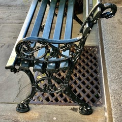 Original Charleston Battery Bench, Lowcountry Cypress, Cast Iron, dark green