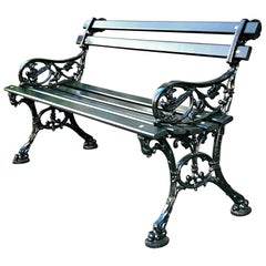 Original Charleston Battery Bench, Lowcountry Cypress, Cast Iron, dark green