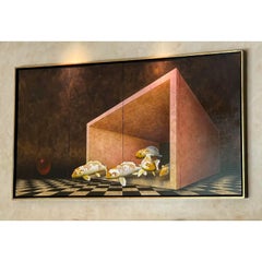 Original Charley Brown Surrealist Koi Fish Oil Painting, 1990s