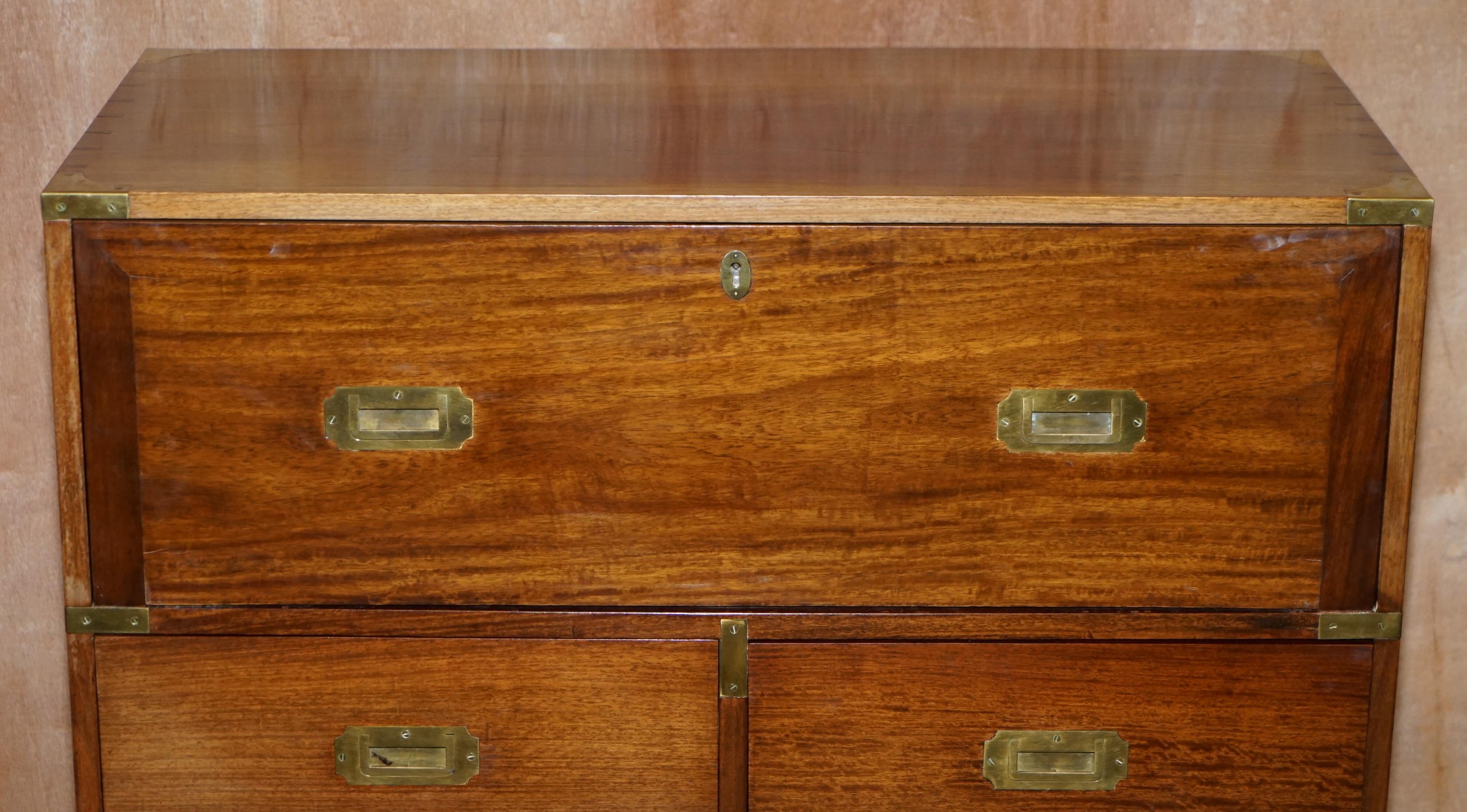 Hand-Crafted Original Charlotte Horstmann Hong Kong Military Campaign Chest of Drawers Desk