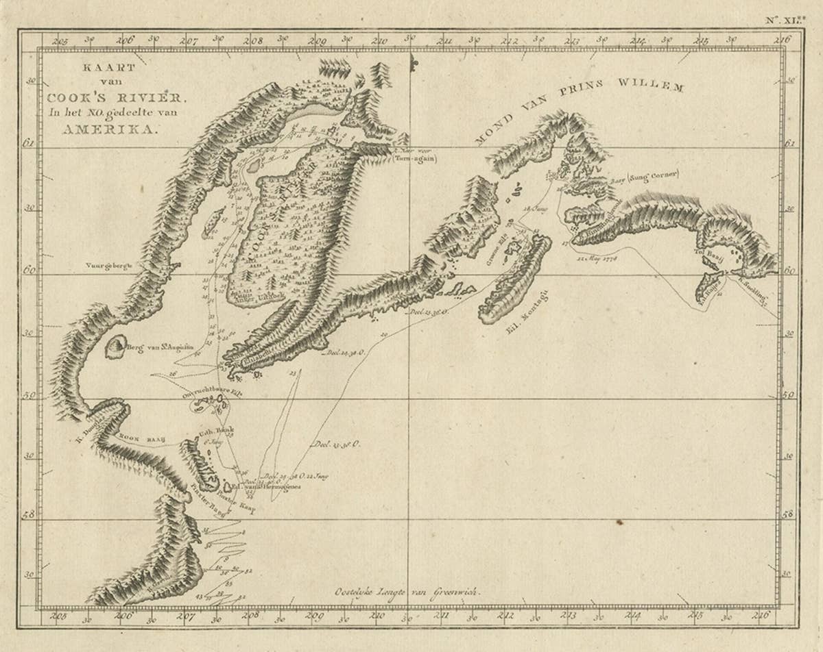 Original Chart Showing the Region between Cape Grenville and Cape Suckling, 1803
