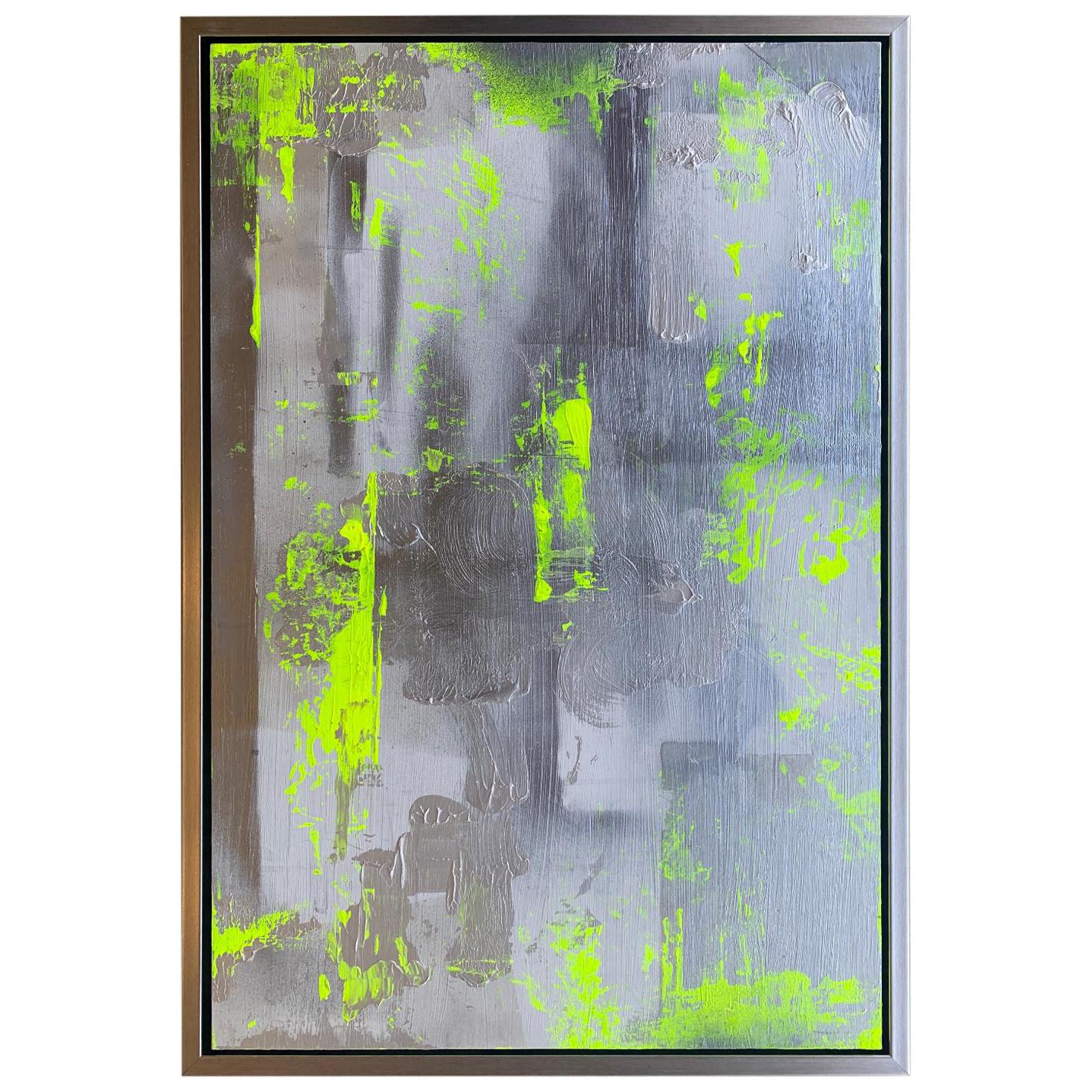 Original “Chartreuse Verseau” Modern Abstract Painting by Artist Chanel Verdult