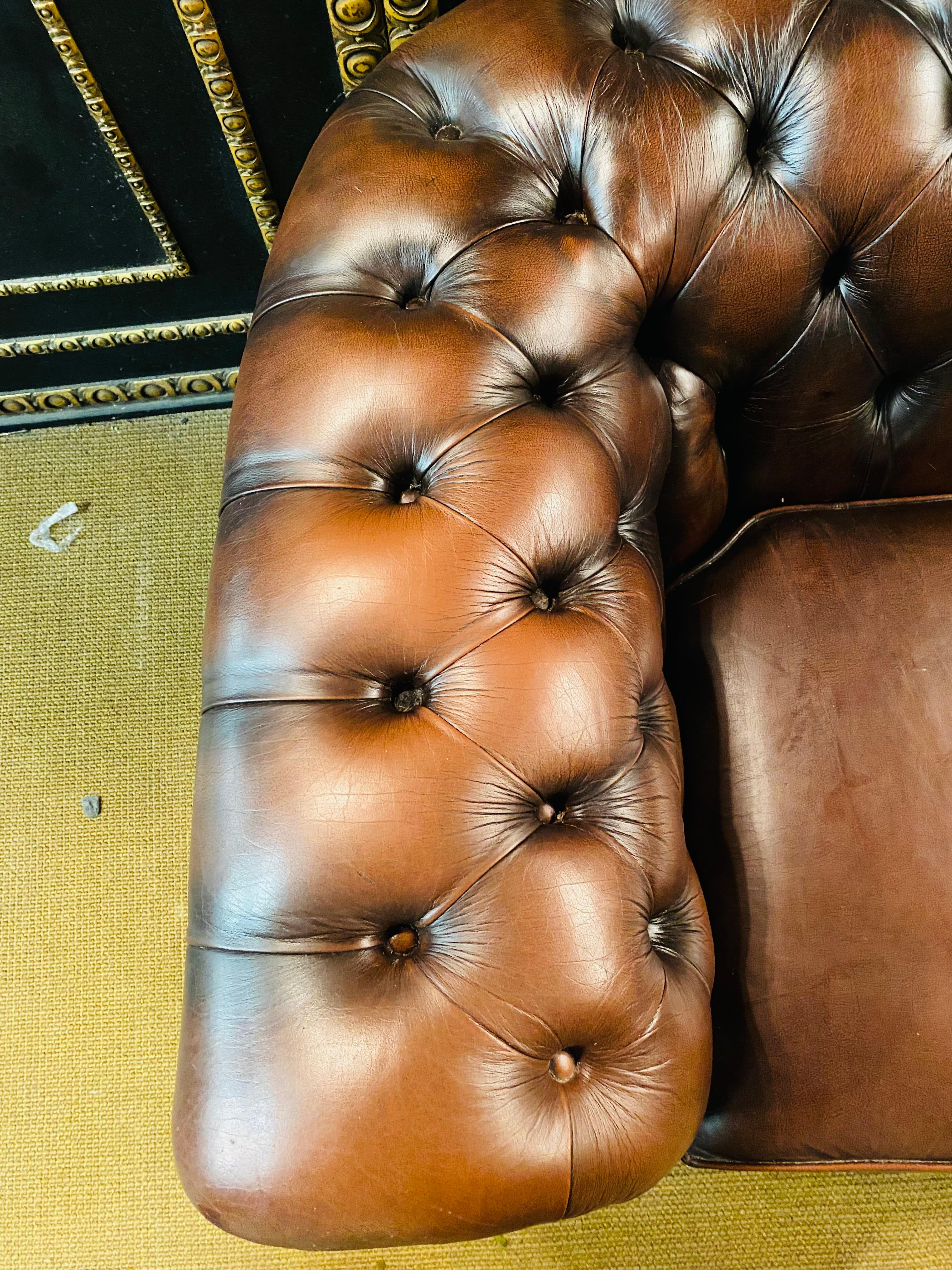 Original Chesterfield 2 Two-Seater Leather Sofa Brown by Centurion 5