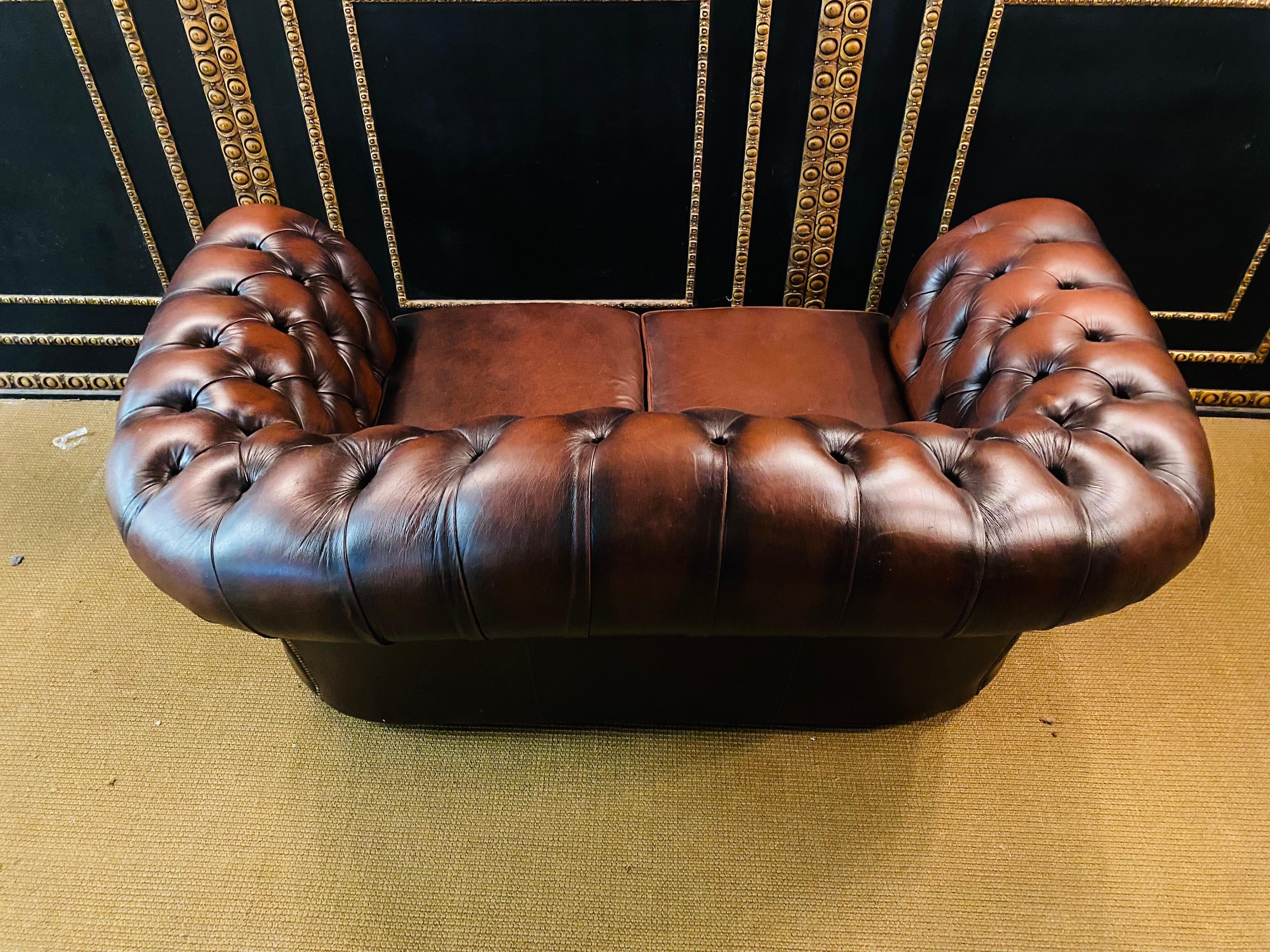 Original Chesterfield 2 Two-Seater Leather Sofa Brown by Centurion 6