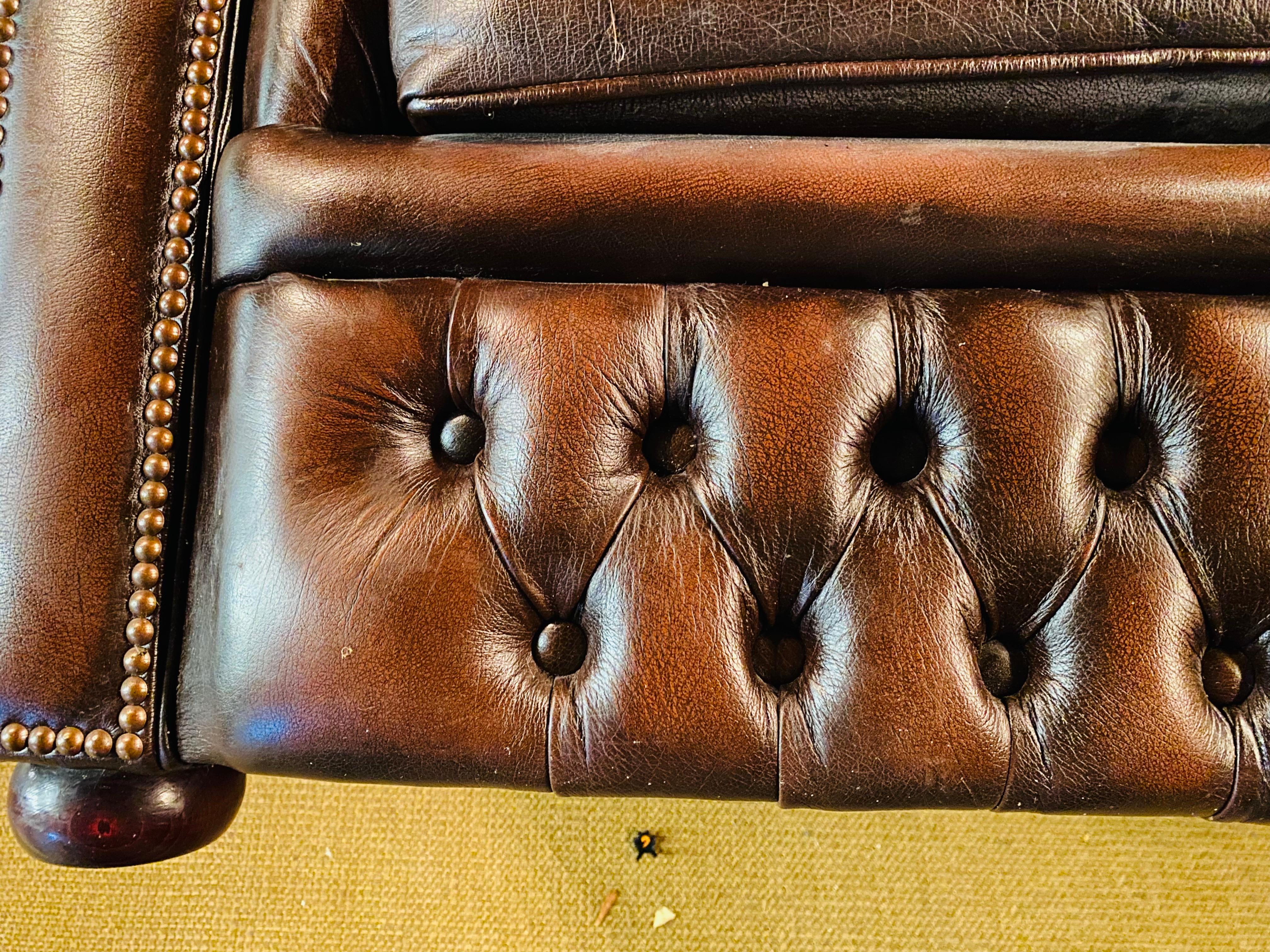 Original Chesterfield 2 Two-Seater Leather Sofa Brown by Centurion 9