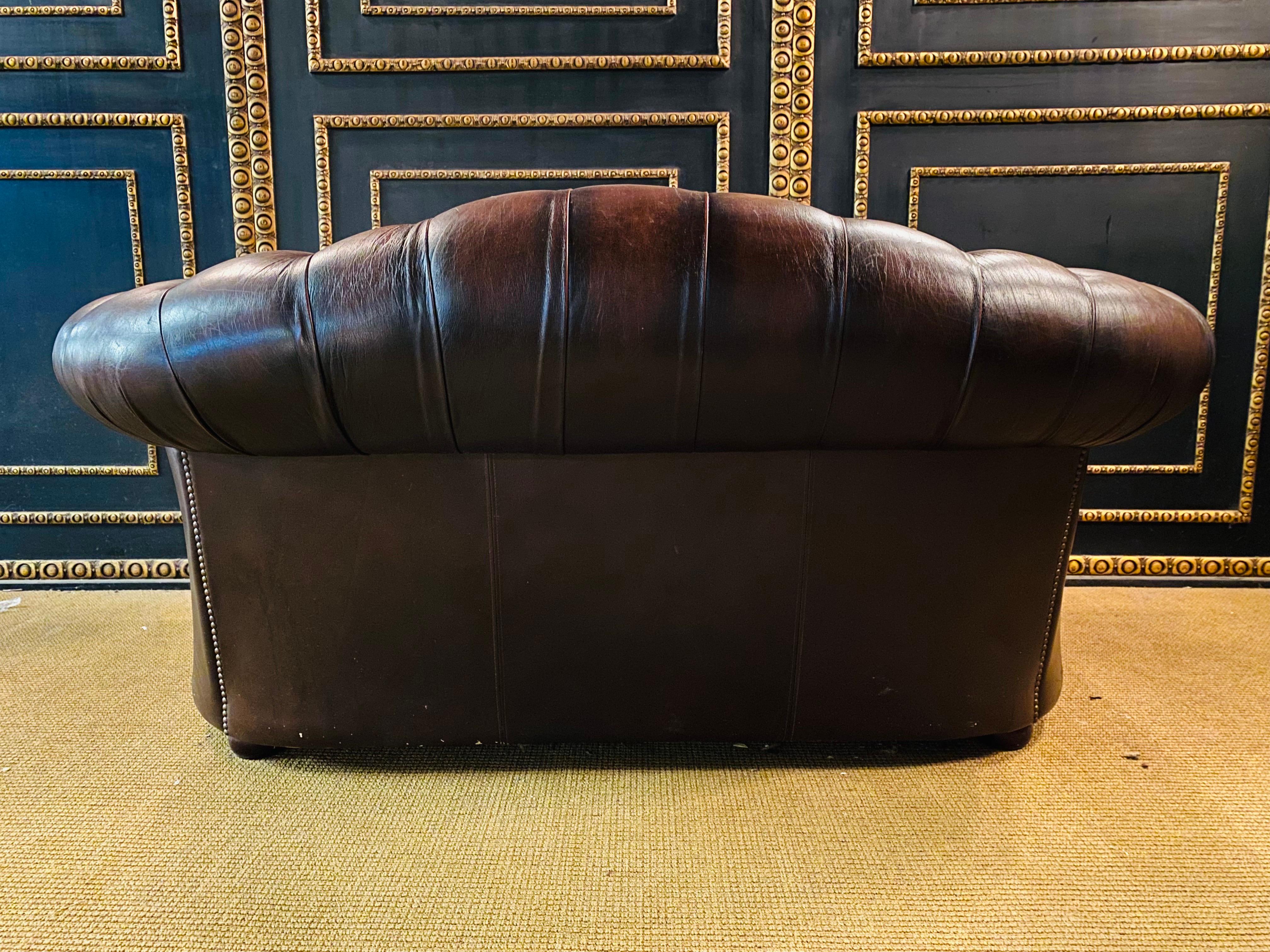 20th Century Original Chesterfield 2 Two-Seater Leather Sofa Brown by Centurion