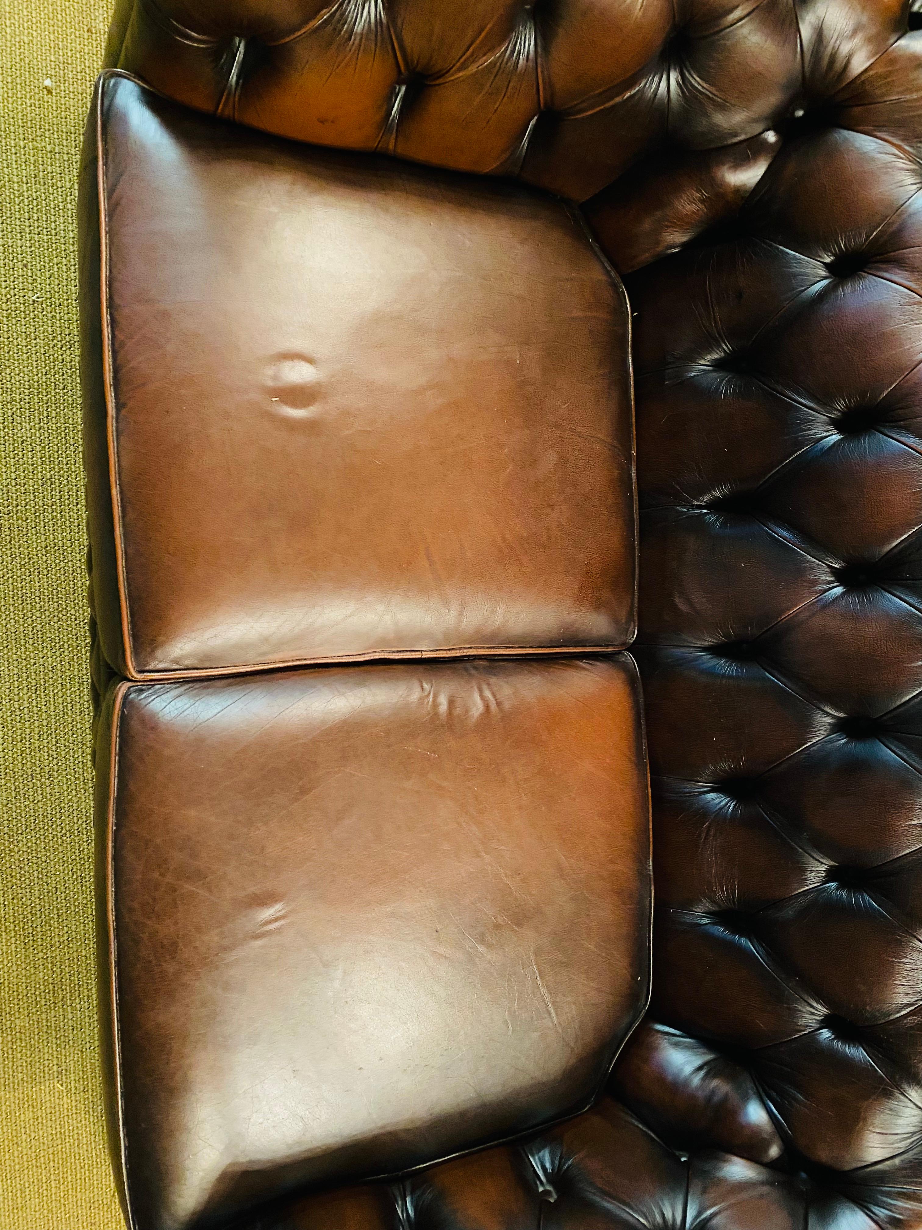 Original Chesterfield 2 Two-Seater Leather Sofa Brown by Centurion 2