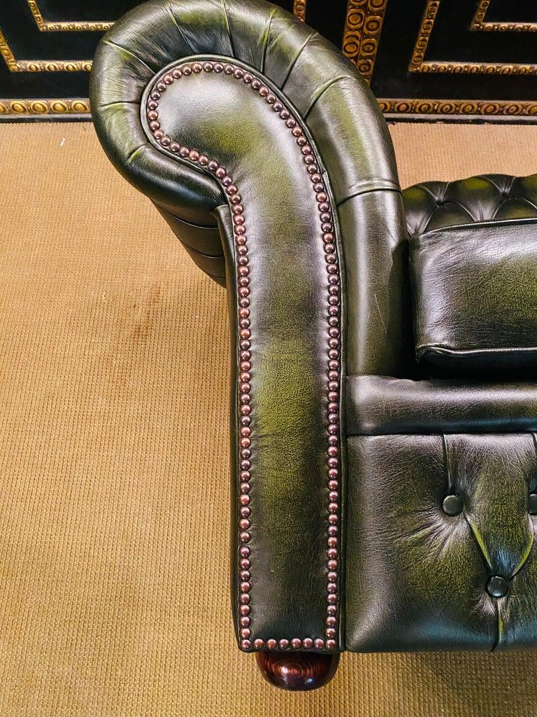 English Original Chesterfield 2 Two-Seater Sofa Green by Centurion