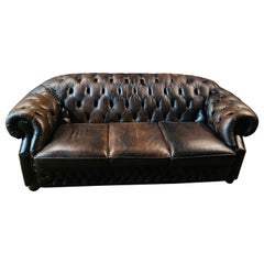 original Chesterfield 3-Seat Brown Leather Sofa Kent Modell Brand by Centurion