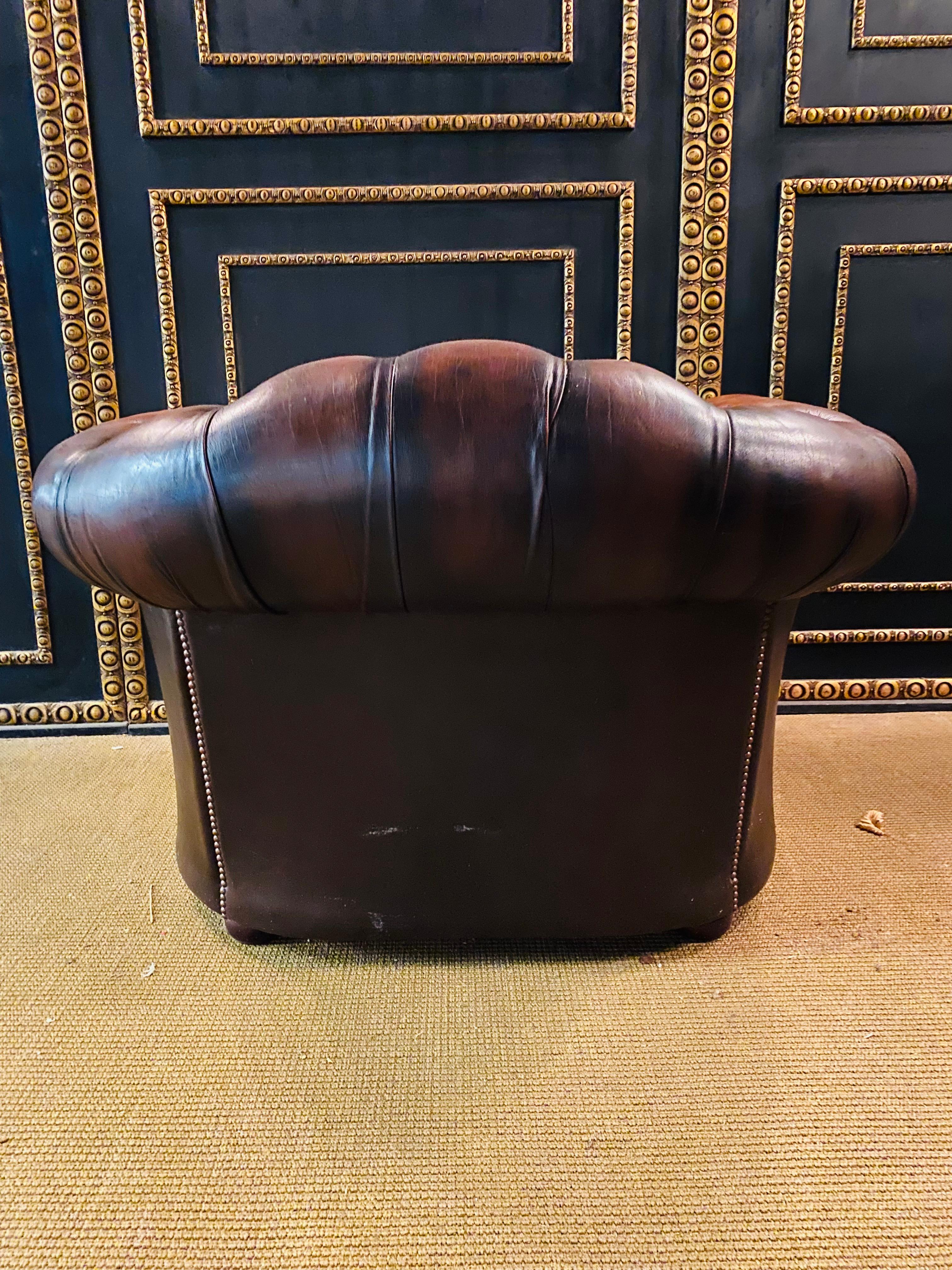 Original Chesterfield Armchairs Brown Leather by Centurion 9