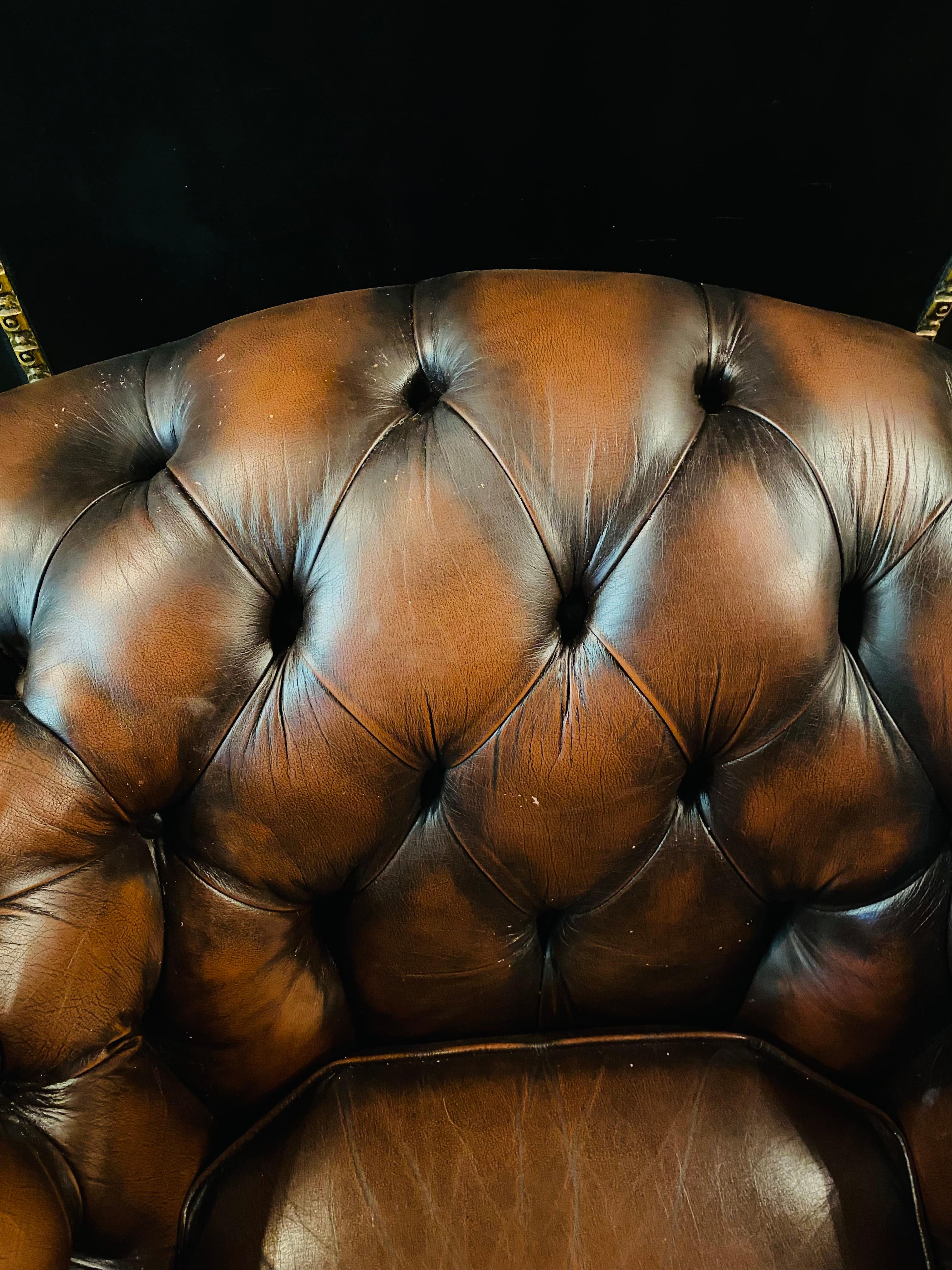 Original Chesterfield Armchairs Brown Leather by Centurion 1